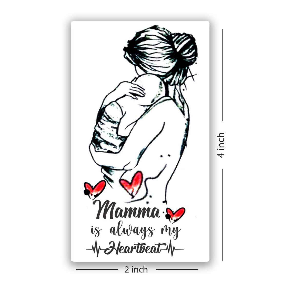 Pack of 4 Heart Temporary Tattoos for Men & Women - Mom Dad Love Designs (2x4 Inch) - Perfect for Family Events, Couple Matching & Body Art