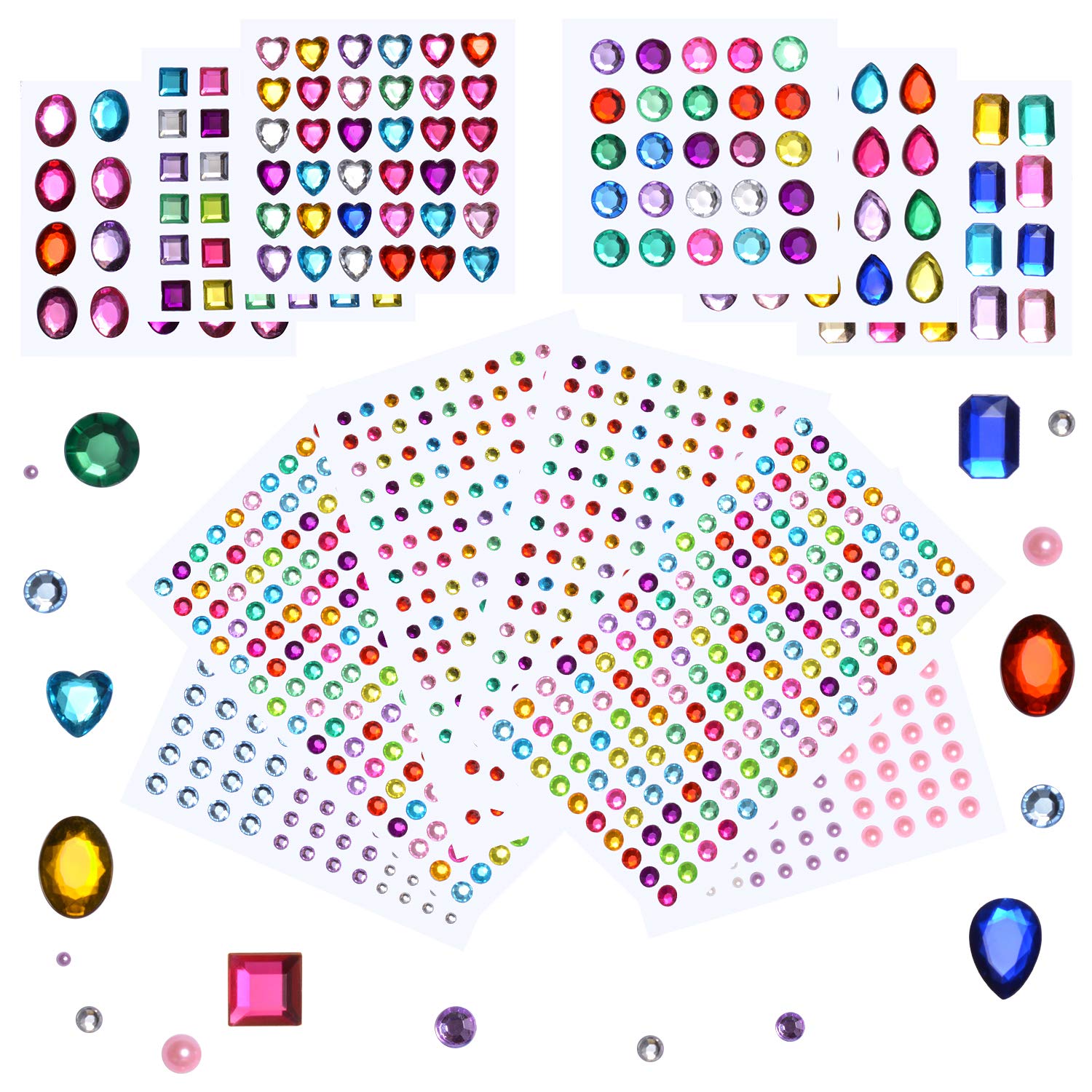 1141Pcs Rhinestone Stickers - Self-Adhesive Crystal Gems for DIY Crafts, Nail Art, Body Jewelry & Festival Makeup | Perfect for Costume Parties, Wedding Decor & Home Crafting Projects