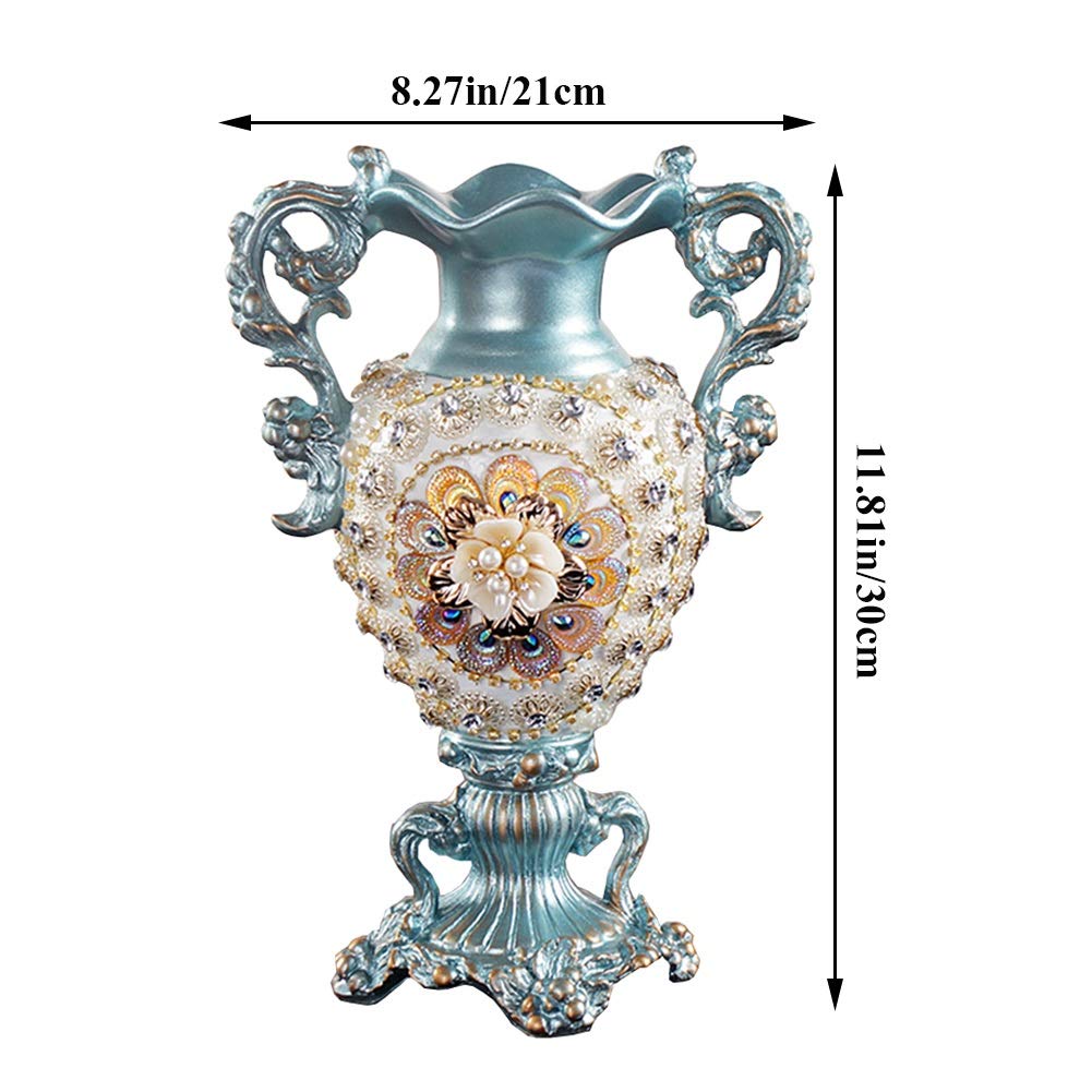 European-Style Retro Resin Large Flower Vase - Hand-Painted Tall Decorative Vase for Home & Office Decor (30×21cm) | Perfect for Living Room, Dining Table Centerpiece, Bedroom, Hotel & Wedding Gift