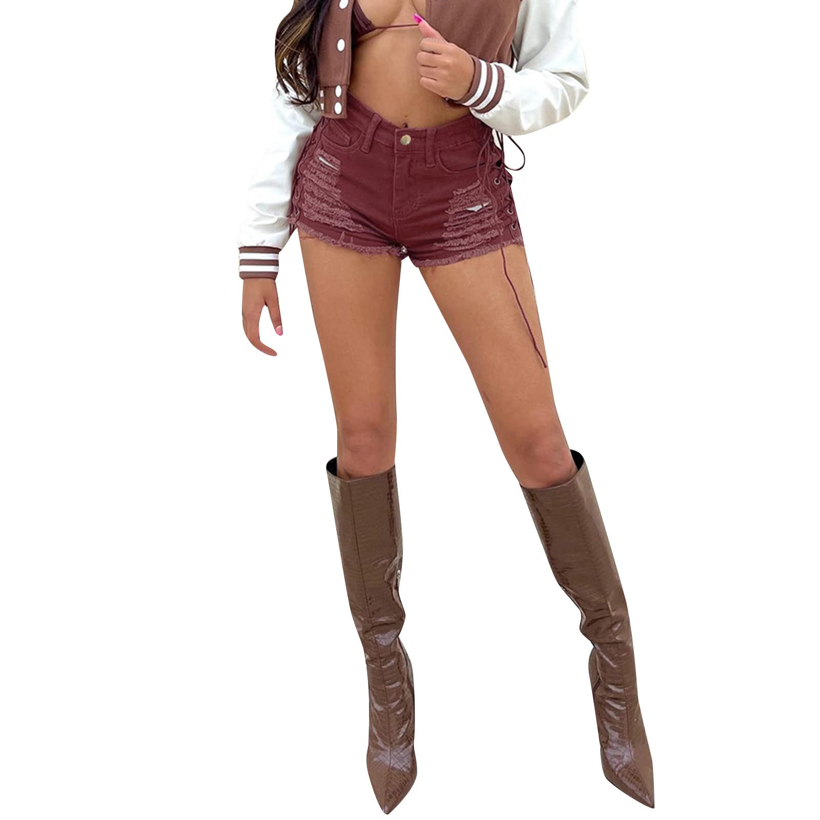 Sexy High Waist Ripped Denim Shorts for Women - Distressed Frayed Hem Summer Jean Shorts | Perfect for Beach, Night Out, and Casual Wear