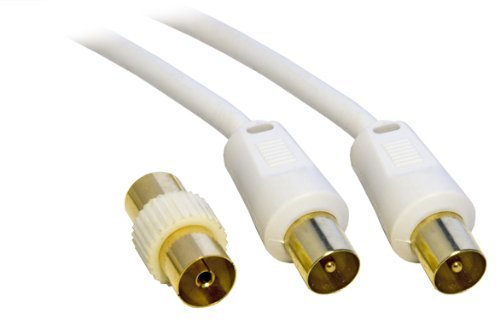 High-Speed PC Arena Coaxial TV/AV Aerial Cable - Male to Male 3m (10ft) with Coupler - 4K HD Signal Transmission for Home Theater, Gaming & Digital TV Setup