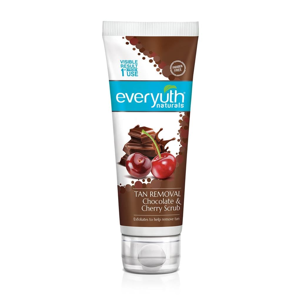 Best Tan Removal Chocolate & Cherry Scrub - 100g for Glowing Skin | Exfoliating Body Scrub for Dark Spots & Sun Tan | Perfect for Summer & Beach Vacation Prep