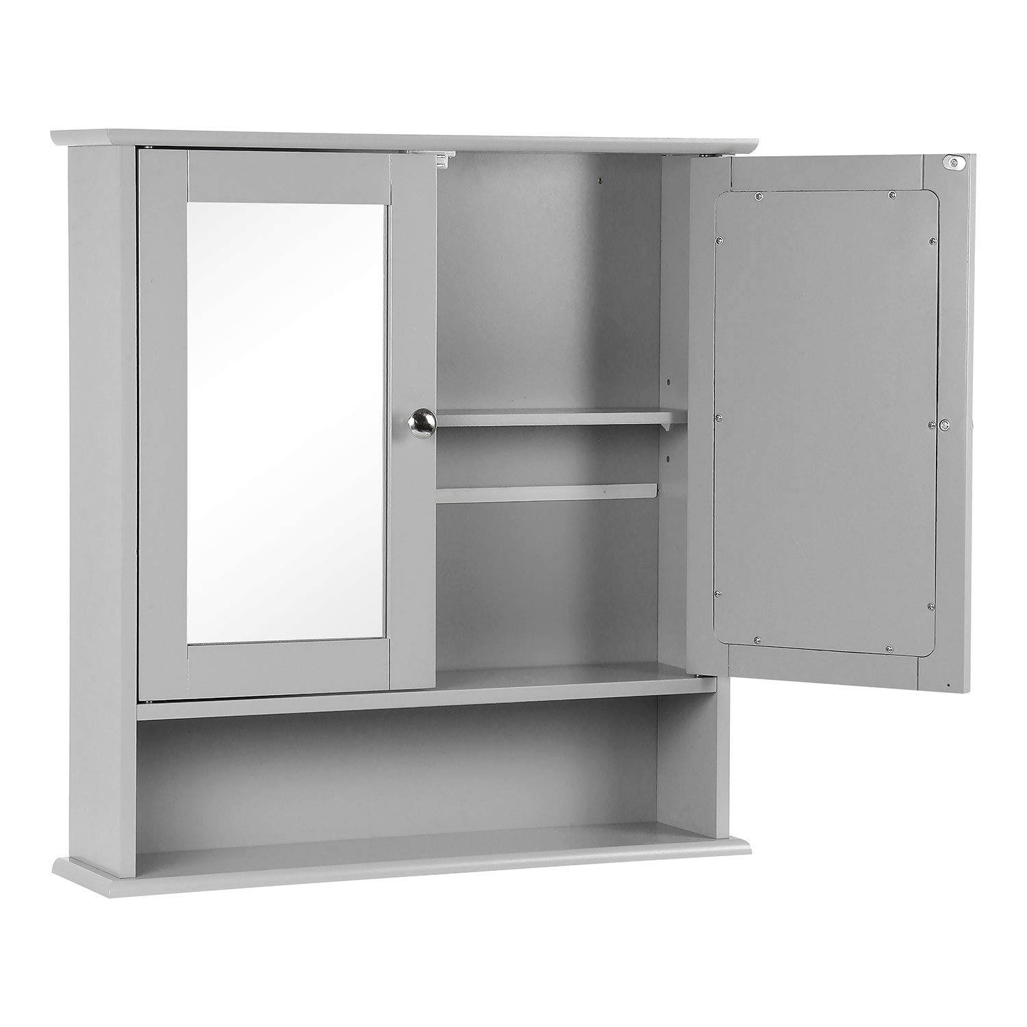 Taylor & Brown Double Door Wall Mounted Bathroom Mirror Cabinet with Adjustable Shelves - 22 x 5 x 23 Inches, Grey - Perfect for Small Bathroom Storage & Organization, Space Saving Vanity Mirror with Hidden Storage
