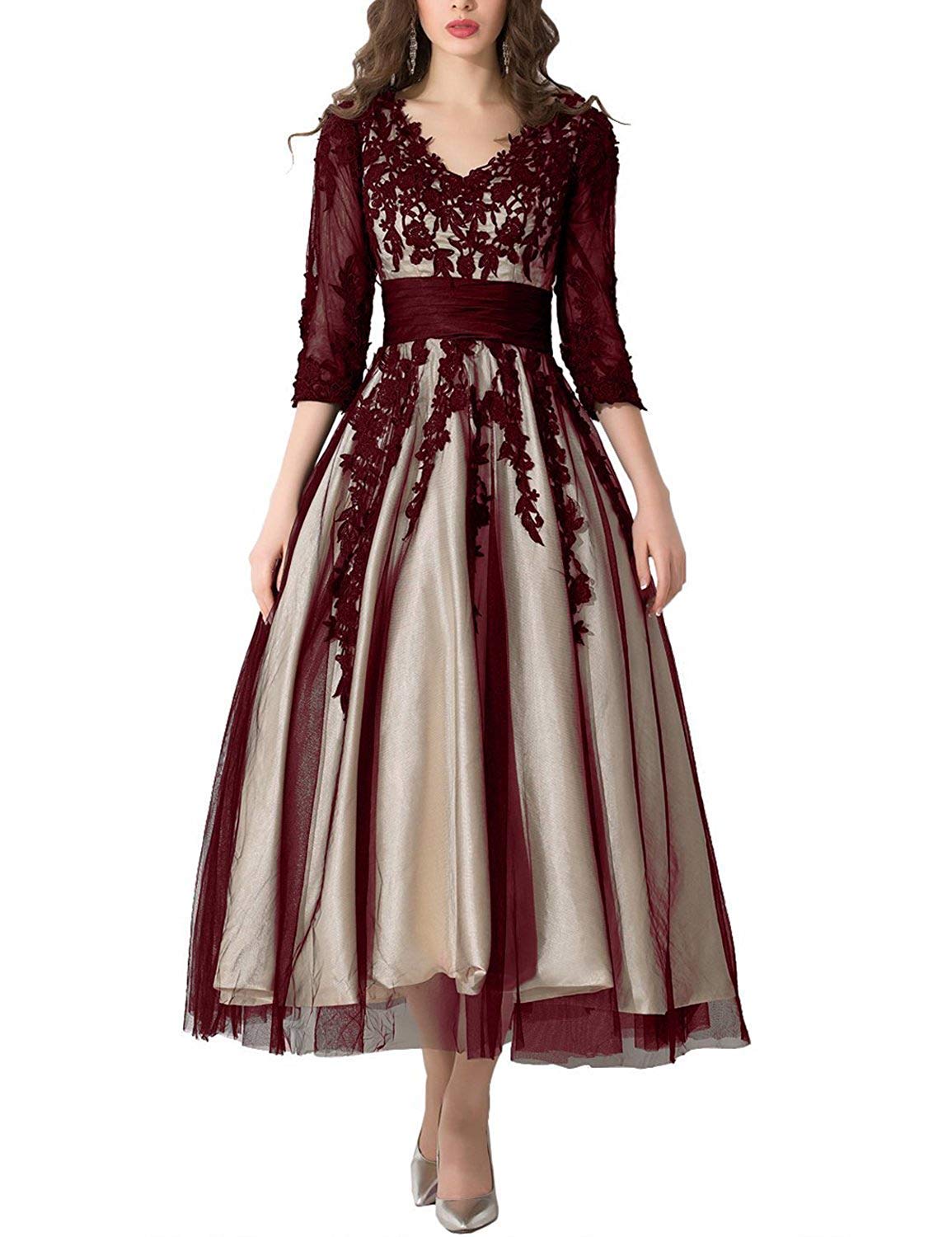 Snowskite Women's Black Lace Applique Tulle Long Formal Evening Dress - Elegant Prom, Wedding, Gala & Special Occasion Gown