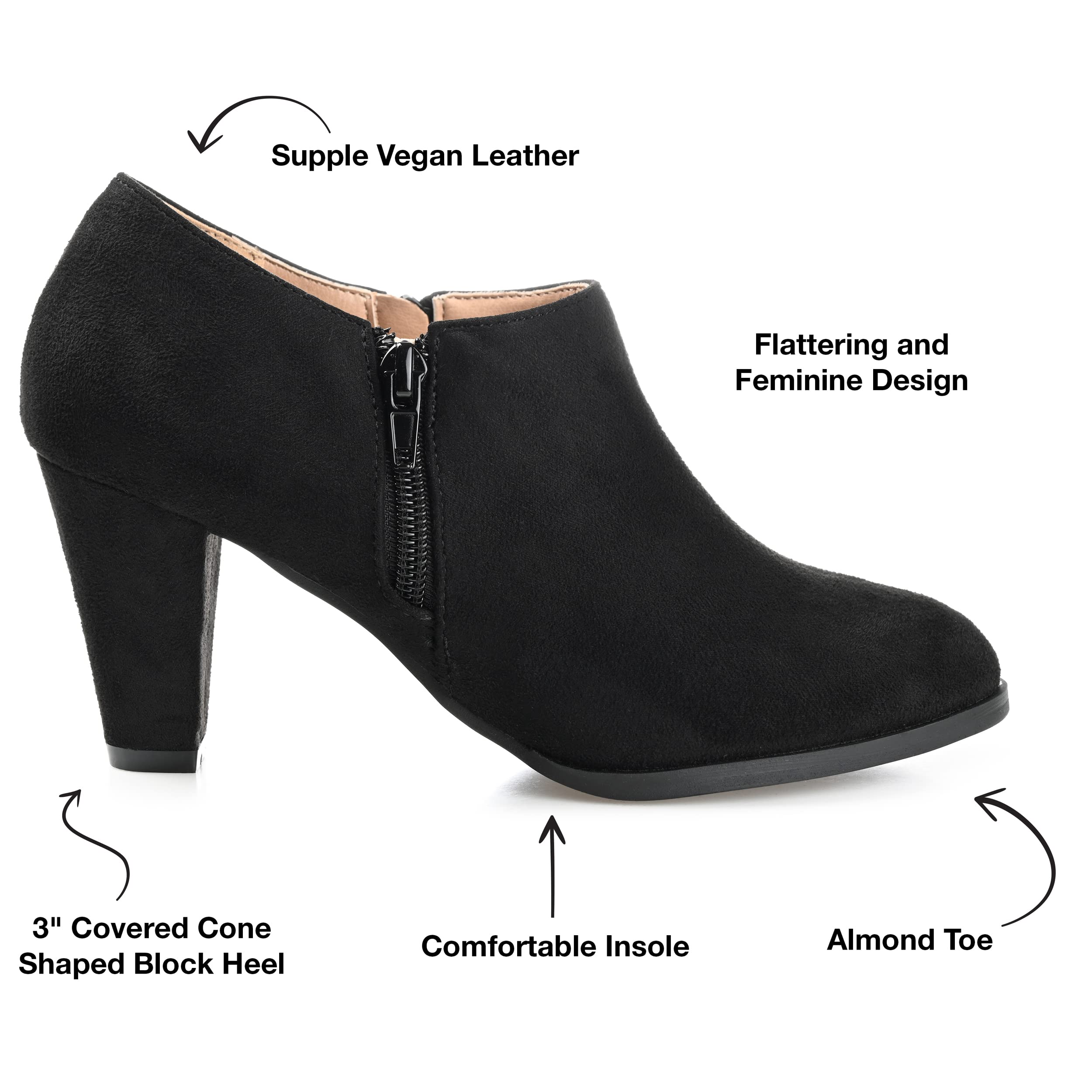 Journee Women's Comfort Sanzi Booties - Stylish Ankle Boots for Fall & Winter | Casual & Dressy Outfits | Perfect for Work, Date Night & Everyday Wear