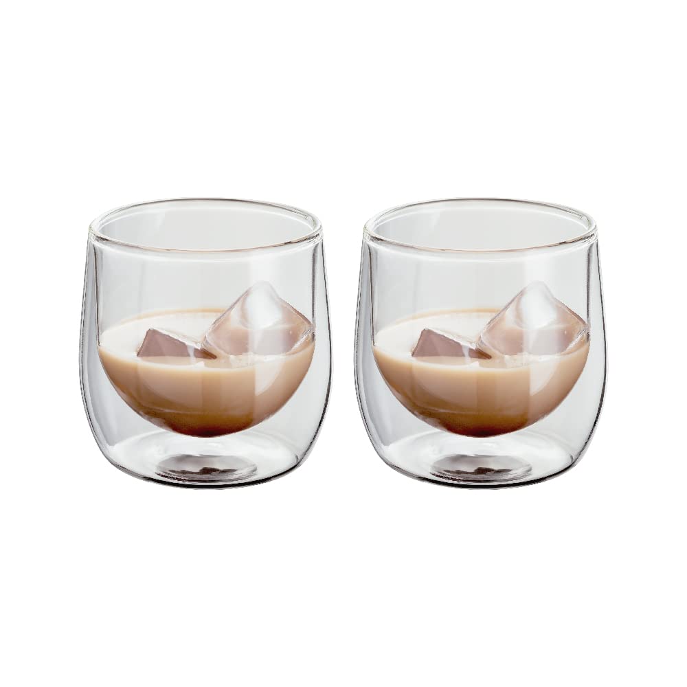 Judge Tumbler Set of 2 - 250ml Clear Glass Cups with Lid - Perfect for Iced Coffee, Smoothies & Cocktails at Home or Office