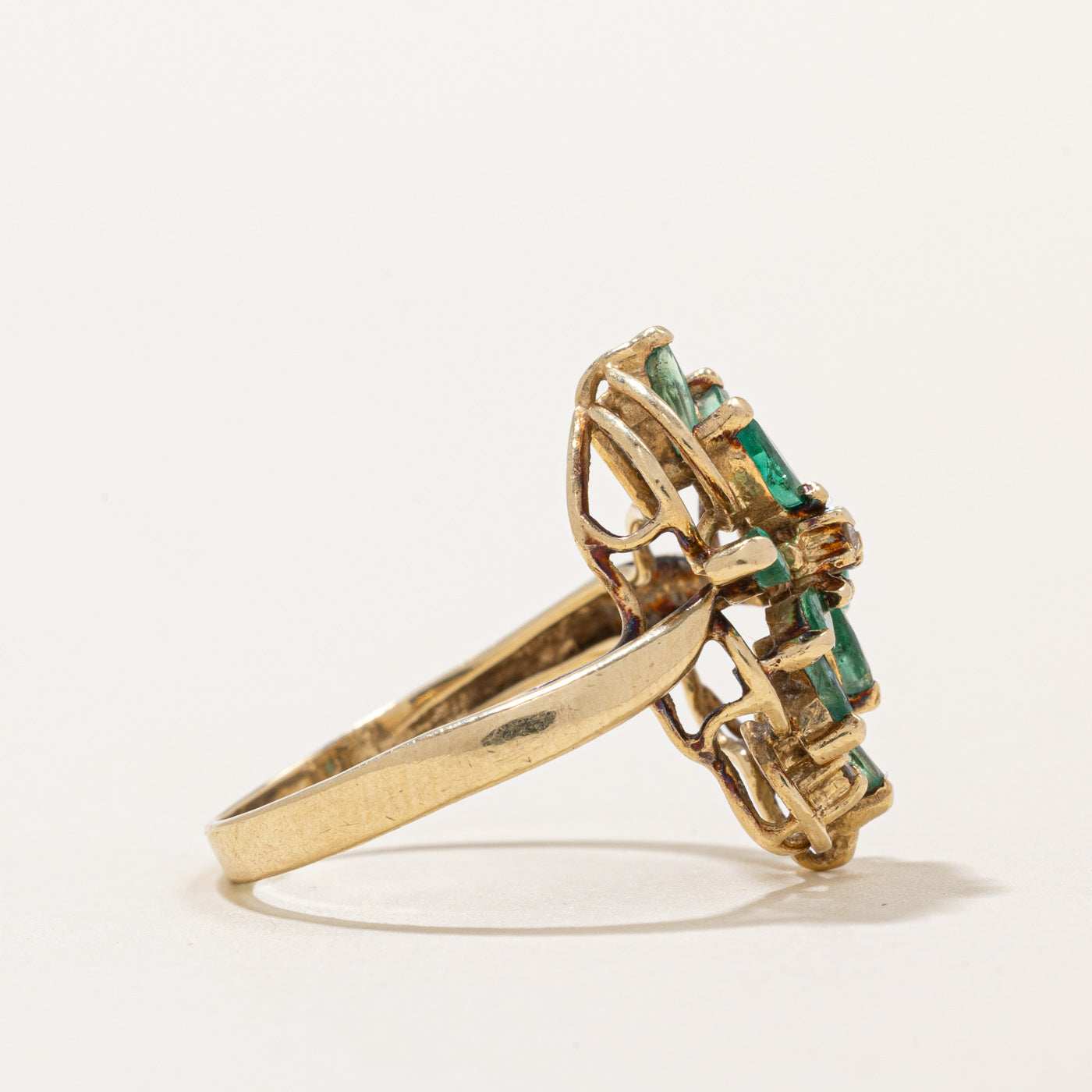 Exquisite 0.80ctw Emerald & Diamond Cocktail Ring for Women | Size 8 | 0.03ctw Diamond Accents | Elegant Evening Wear & Special Occasion Jewelry