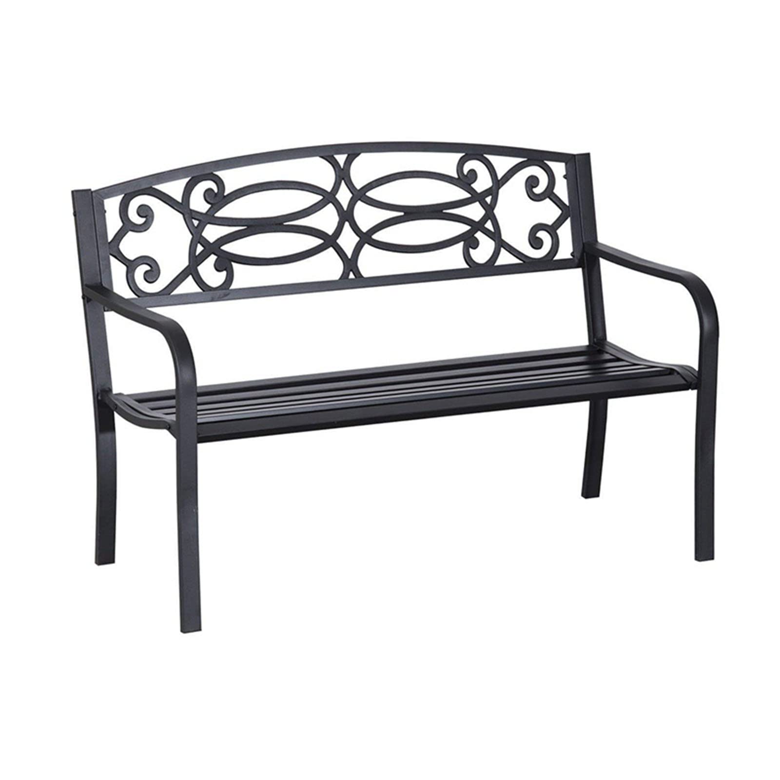 **Durable Steel Frame Outdoor Garden Bench - Patio, Park & Lawn Seating for Front Porch, Pathway & Backyard Relaxation**    *(Perfect for Relaxing in Gardens, Parks, or Outdoor Entertaining!)*