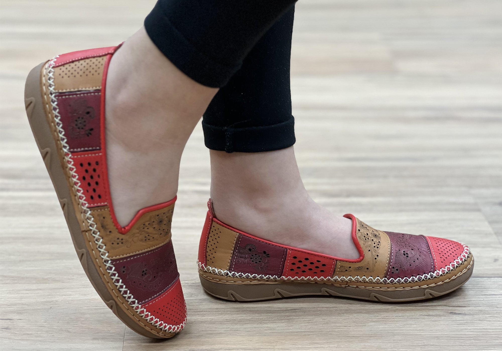 Orizonte Patchly Women's Comfortable Soft Leather Shoes - European Style for Walking, Work & Casual Wear