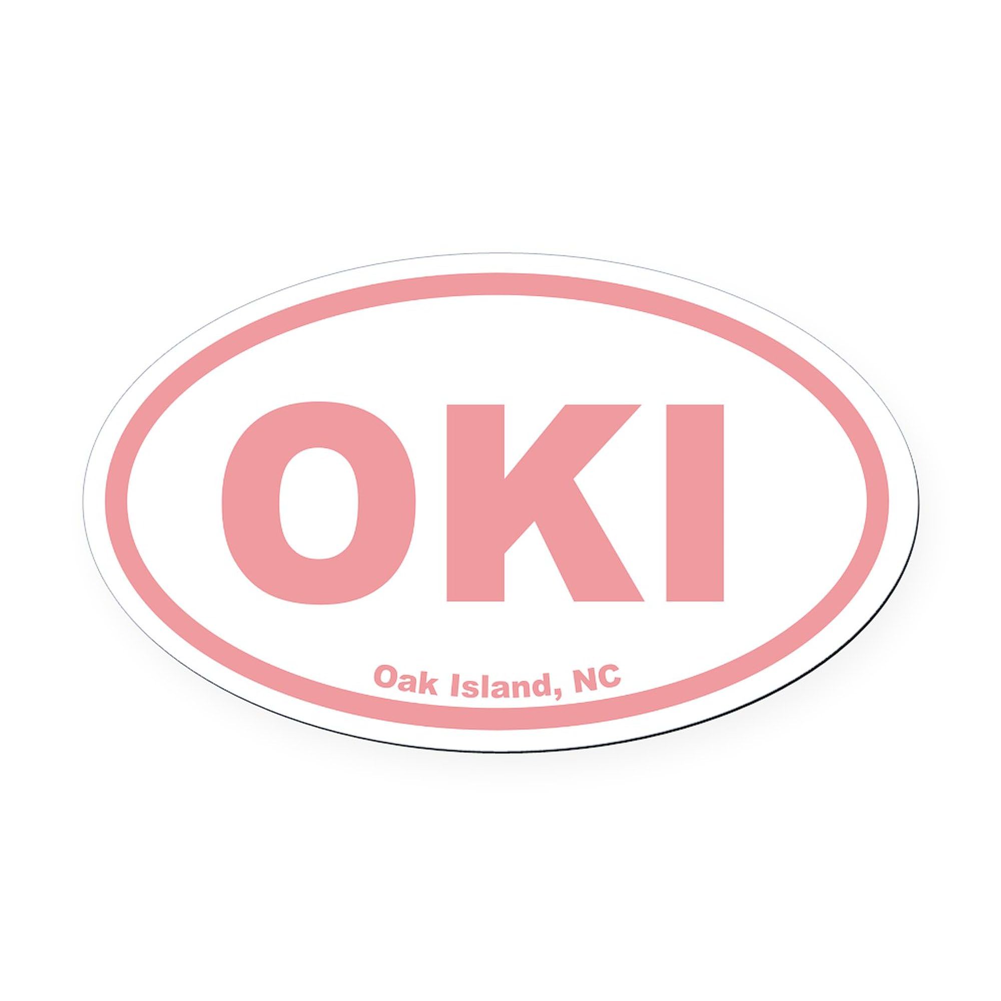Oak Island OKI Euro Oval Car Magnet (Pink) - Durable Bumper Sticker for Cars, Trucks & Vehicles - Perfect for Travel, Road Trips & Showing Team Spirit