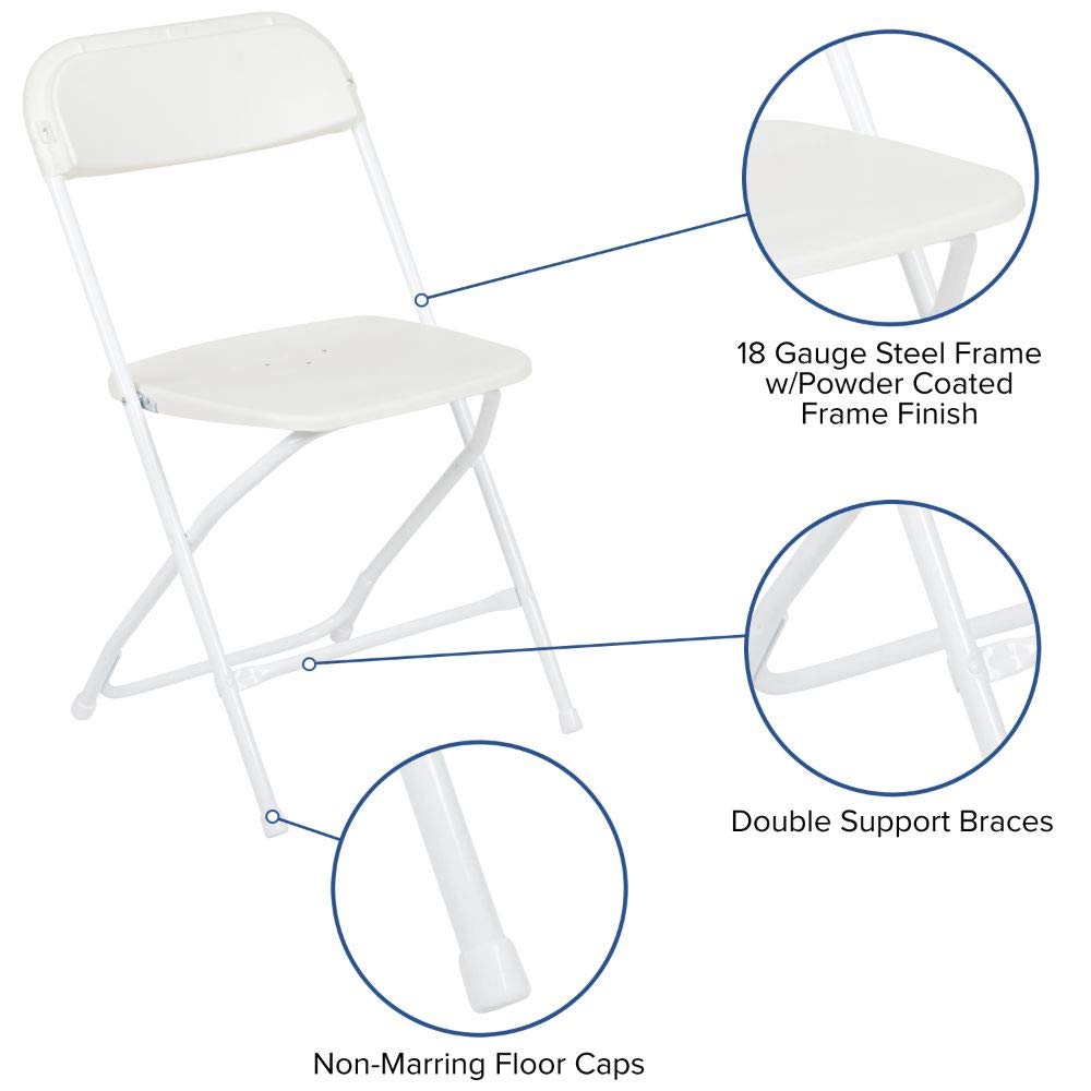 Flash Furniture 4-Foot Granite White Plastic Folding Table & Hercules™ Series Folding Chairs - 2 Pack, 650LB Weight Capacity, Lightweight & Comfortable Event Chairs for Parties, Weddings, and Outdoor Gatherings