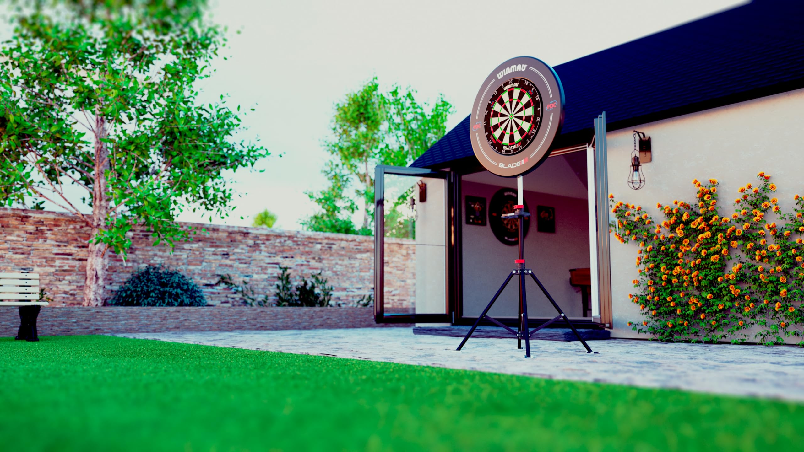 WINMAU Xtreme Dartboard Stand 2 - Portable Free Standing Dartboard Stand for Home, Bar & Game Room | Professional Darts Setup for Indoor & Outdoor Use