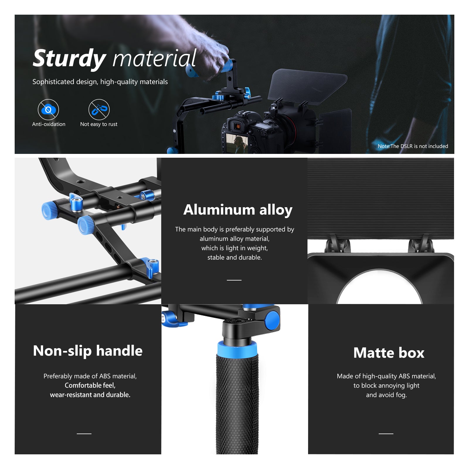 NEEWER SR101 Professional Camera Shoulder Rig Kit - DSLR & Mirrorless Stabilizer for Filmmaking, Vlogging, and Photography | Perfect for YouTube, Travel, and Documentary Shooting