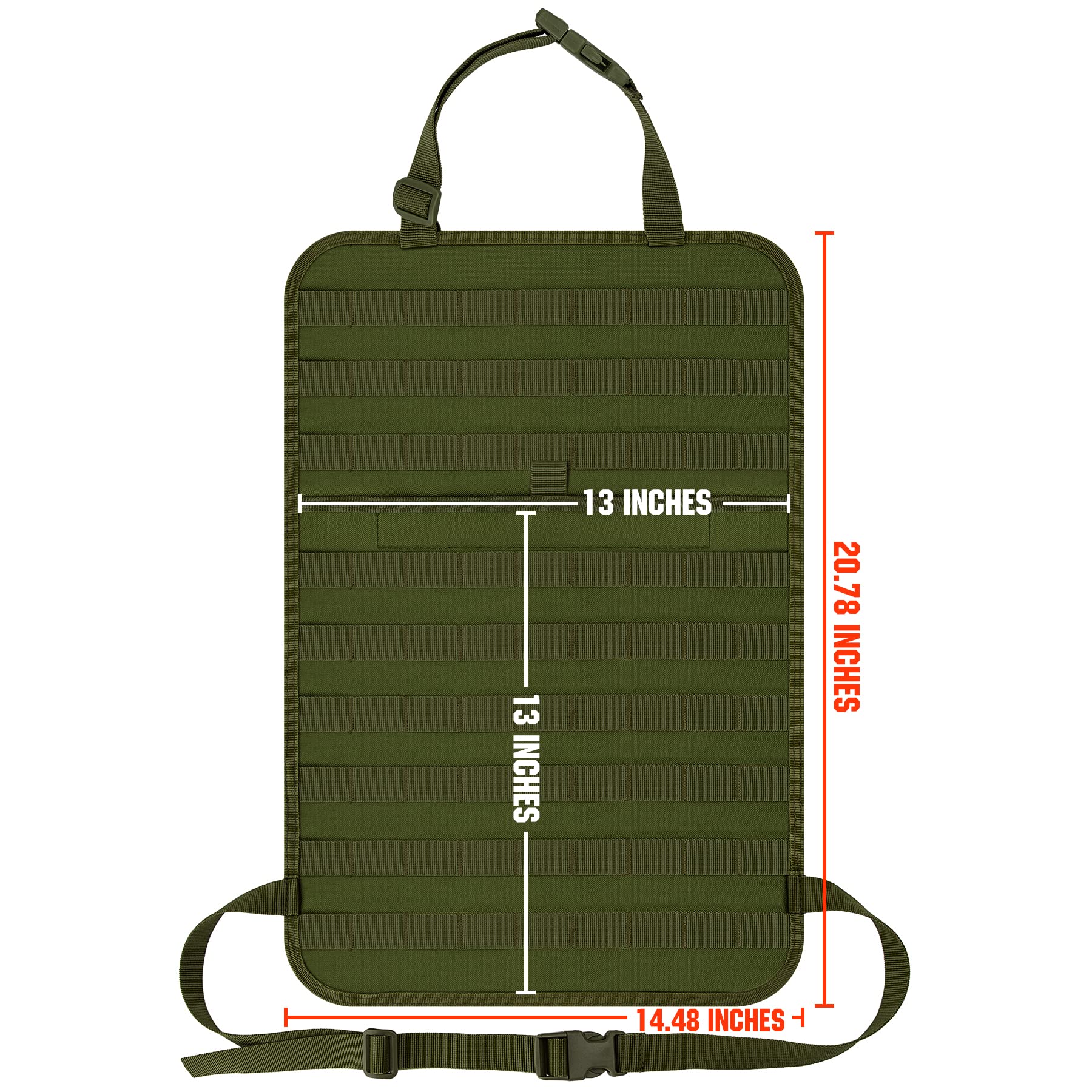 IronSeals Car Seat Back Organizer - Tactical MOLLE Panel Vehicle Seat Protector with Sag-Proof Design, Durable Nylon Hanger Bag for Storage | Perfect for Road Trips, Camping & Daily Commute