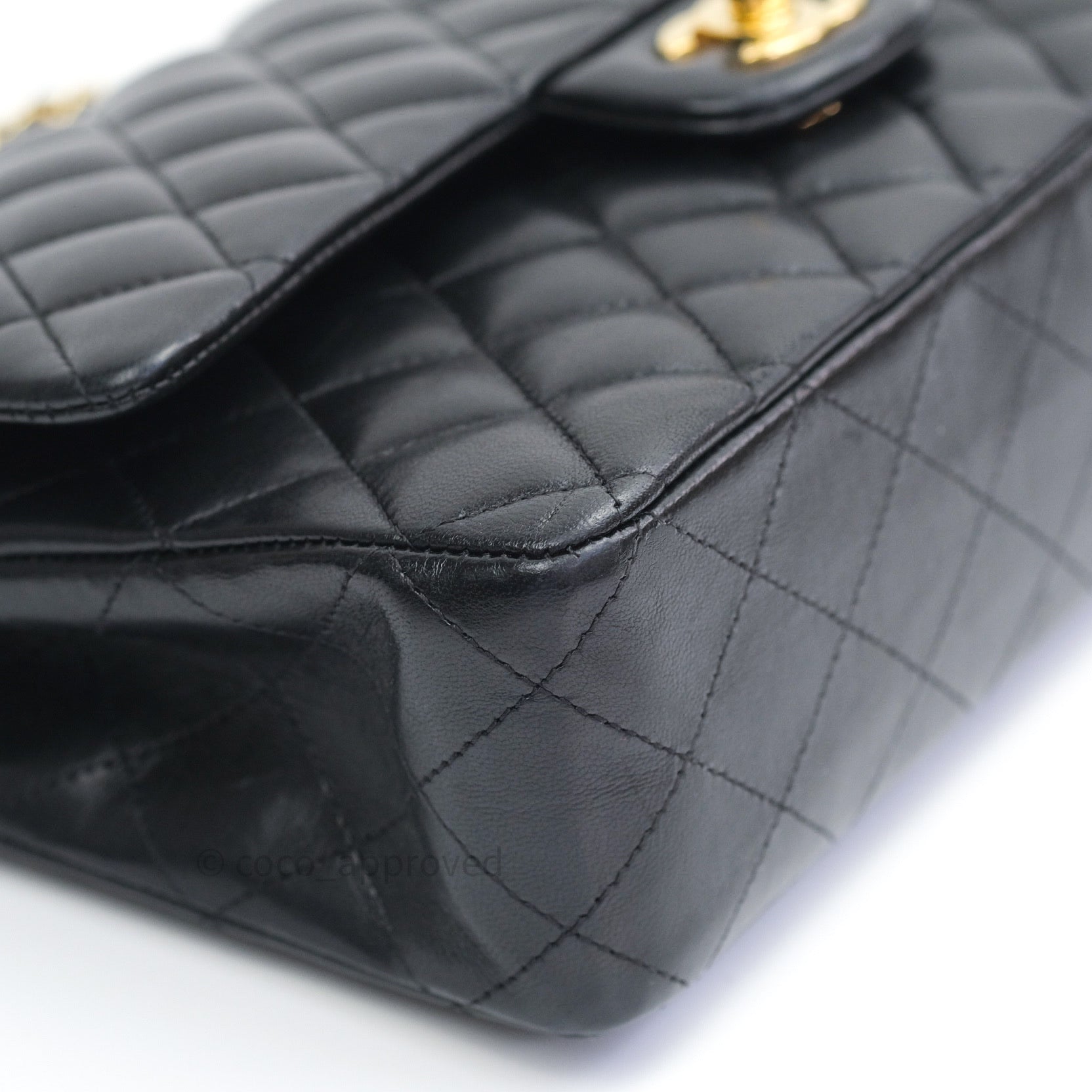 Chanel Classic Flap Bag M/L Size - Black Lambskin Leather with Gold Hardware - Luxury Handbag for Women, Perfect for Evening Events & Special Occasions