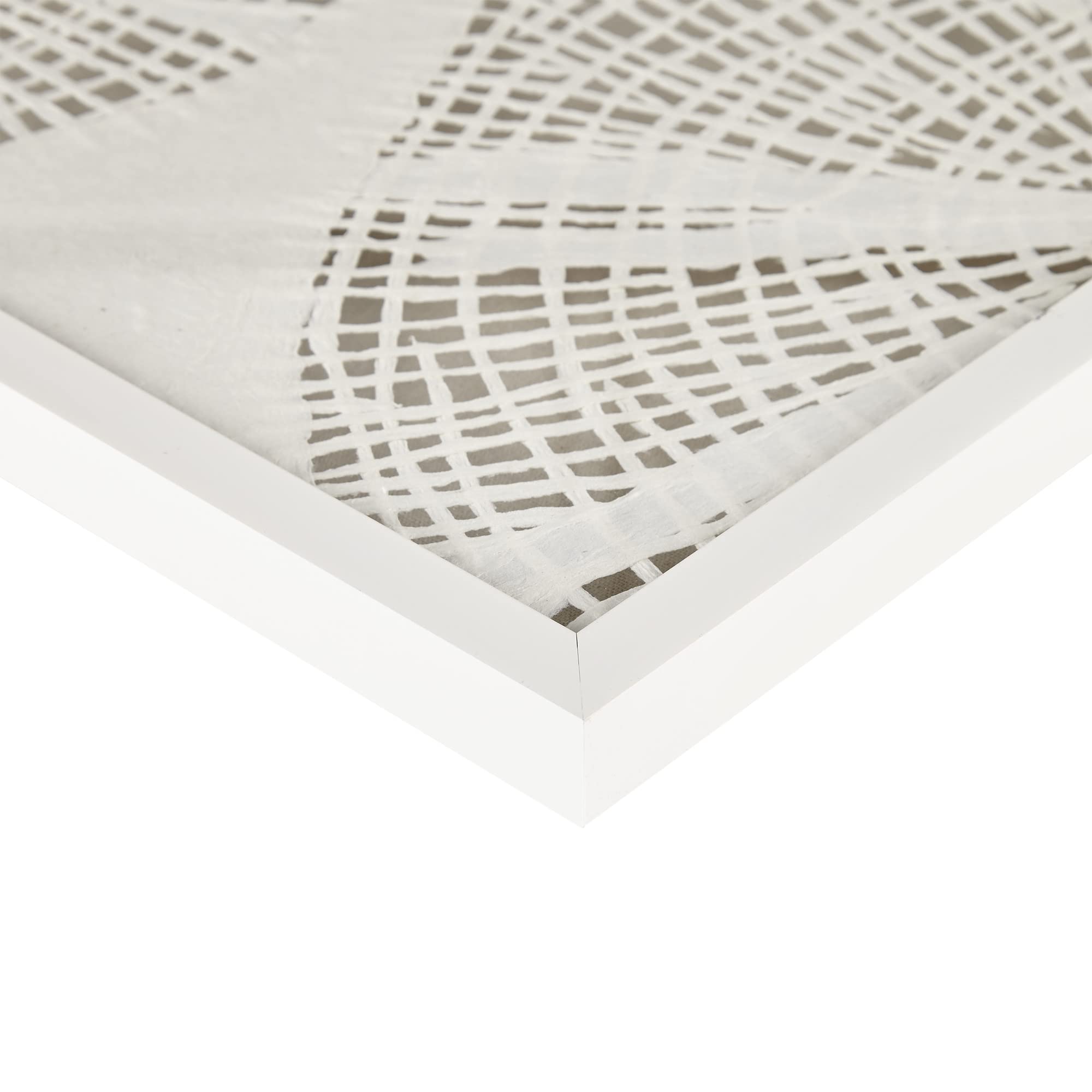 Madison Park Solana Natural Rice Paper Framed Wall Art Set - Handmade Coastal Abstract Lines Design with Glass Front & Wood Shadow Box - Modern Home Decor for Living Room & Bedroom - Ready to Hang 3-Piece Wall Art in Off White - Perfect for Beach House Decor & Contemporary Interior Design