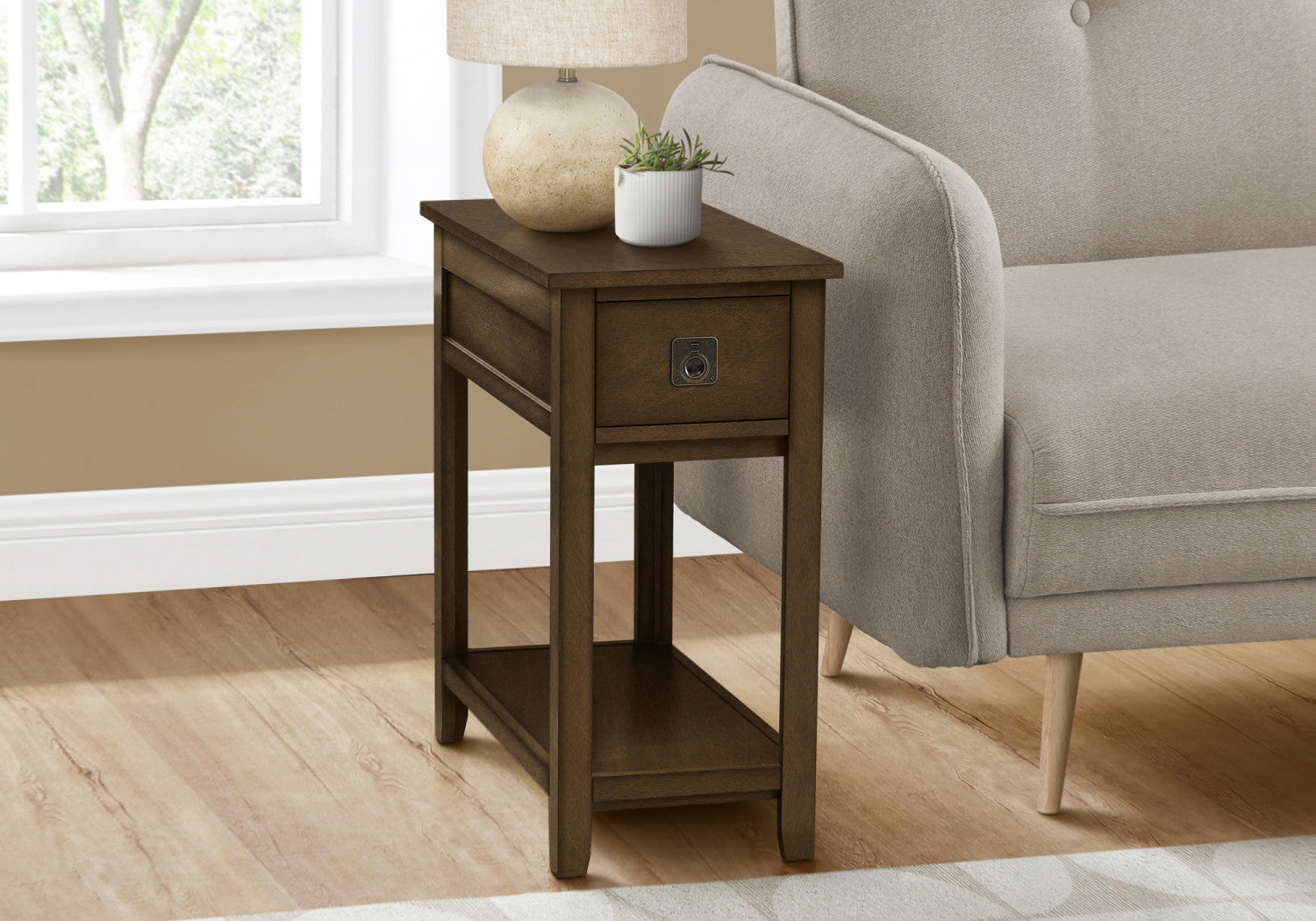 Modern Brisa Side Table in Espresso Finish - Perfect for Living Room, Bedroom, or Office Accent Furniture