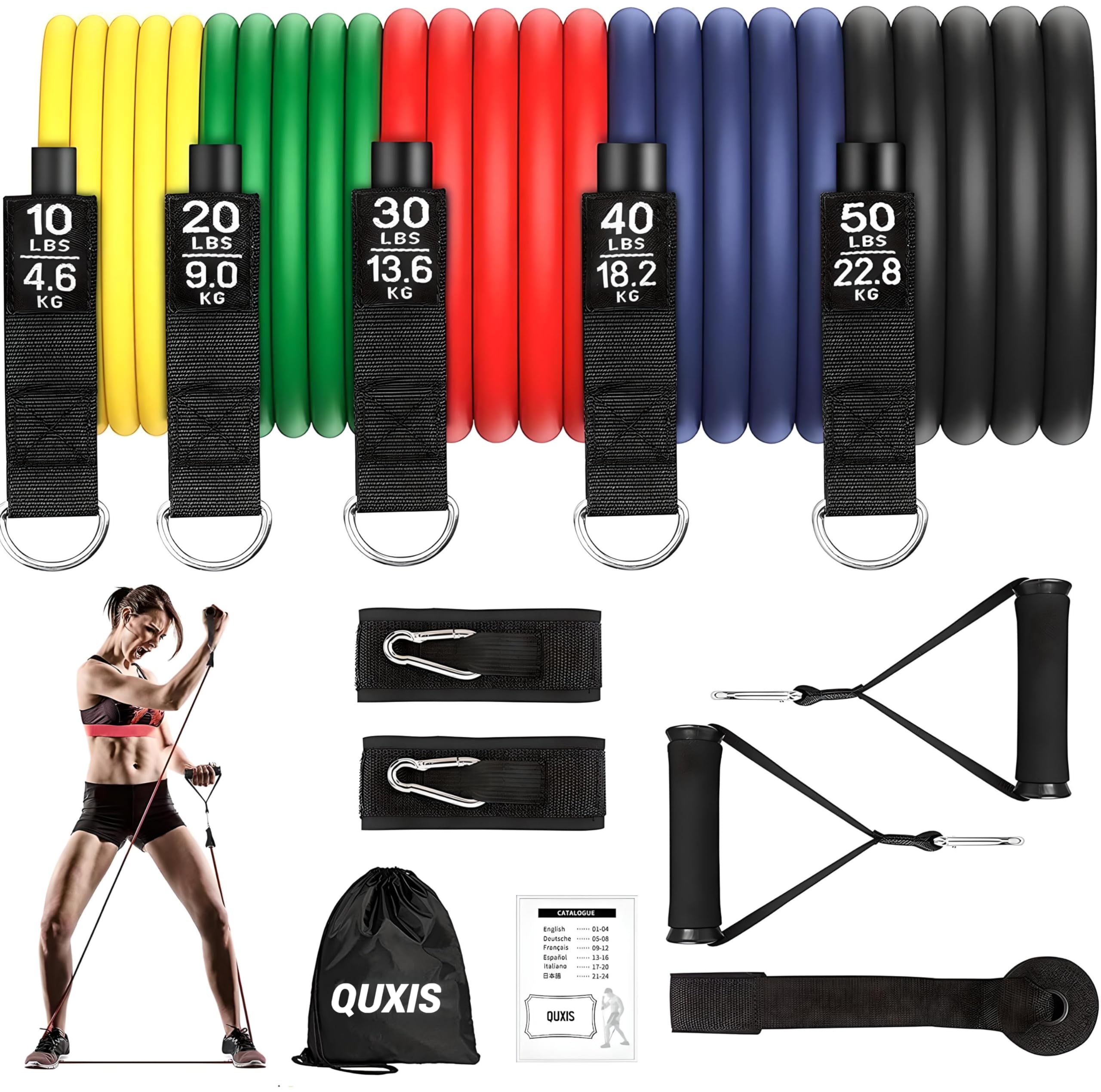 Premium Resistance Bands Set with Door Anchor, Handles, Ankle Straps & Waterproof Carry Bag - Ideal for Home Workouts, Physical Therapy, Strength Training & Fitness - Perfect for Gym, Travel & Rehabilitation Exercises