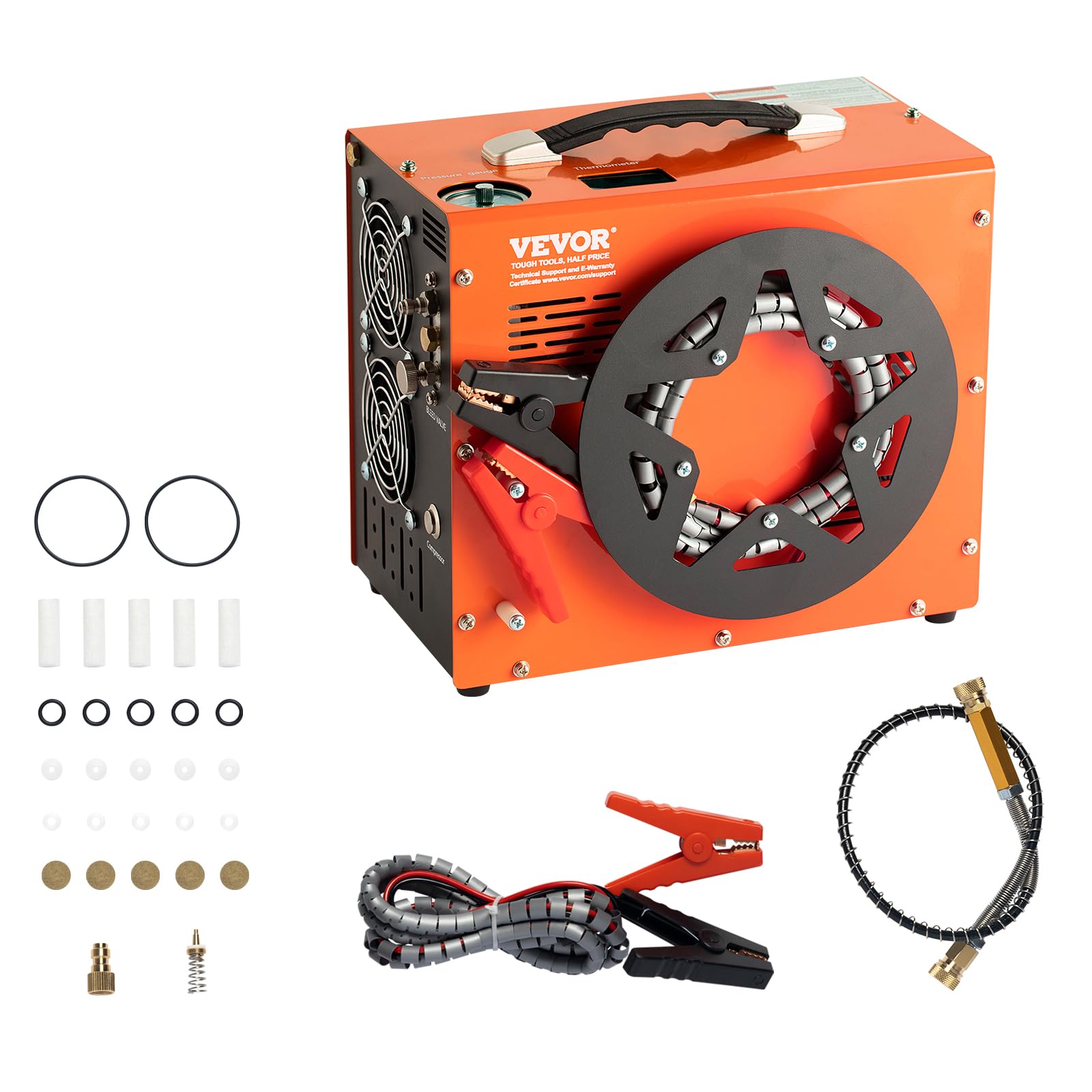 VEVOR 4500PSI PCP Air Compressor - Portable High Pressure Air Pump for PCP Air Rifles, Paintball Guns & Scuba Tanks | Oil-Free 30MPa Compressor with Auto-Stop | 12V DC/120V AC Power (Perfect for Hunting, Sports & Diving Adventures)