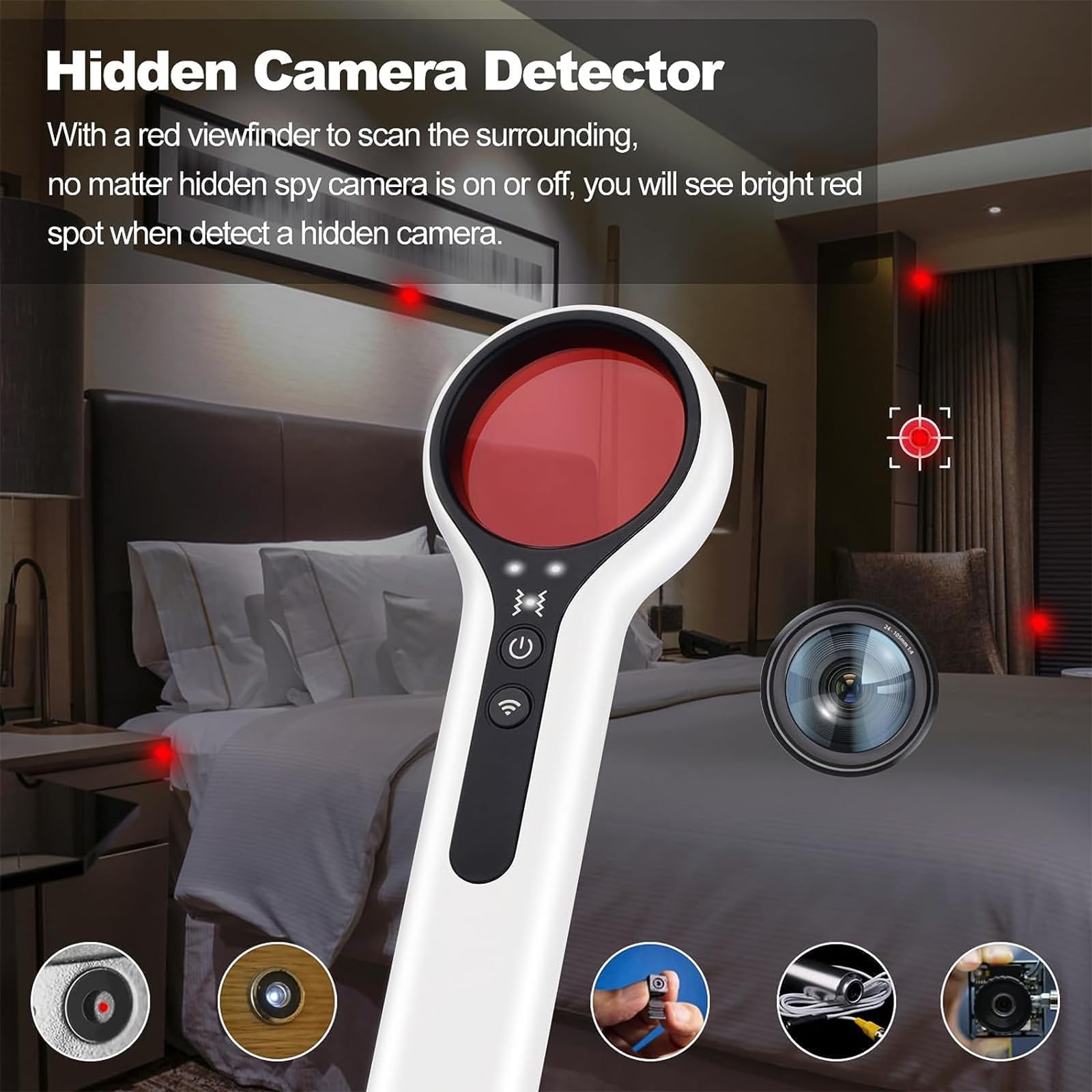 CHIGUANG Hidden Camera Detector - Anti Spy GPS Tracker Finder, 4-Level Sensitivity Bug Sweeper with Infrared for Home, Hotel, Office, Travel & Car Security | Prevent Surveillance & Theft