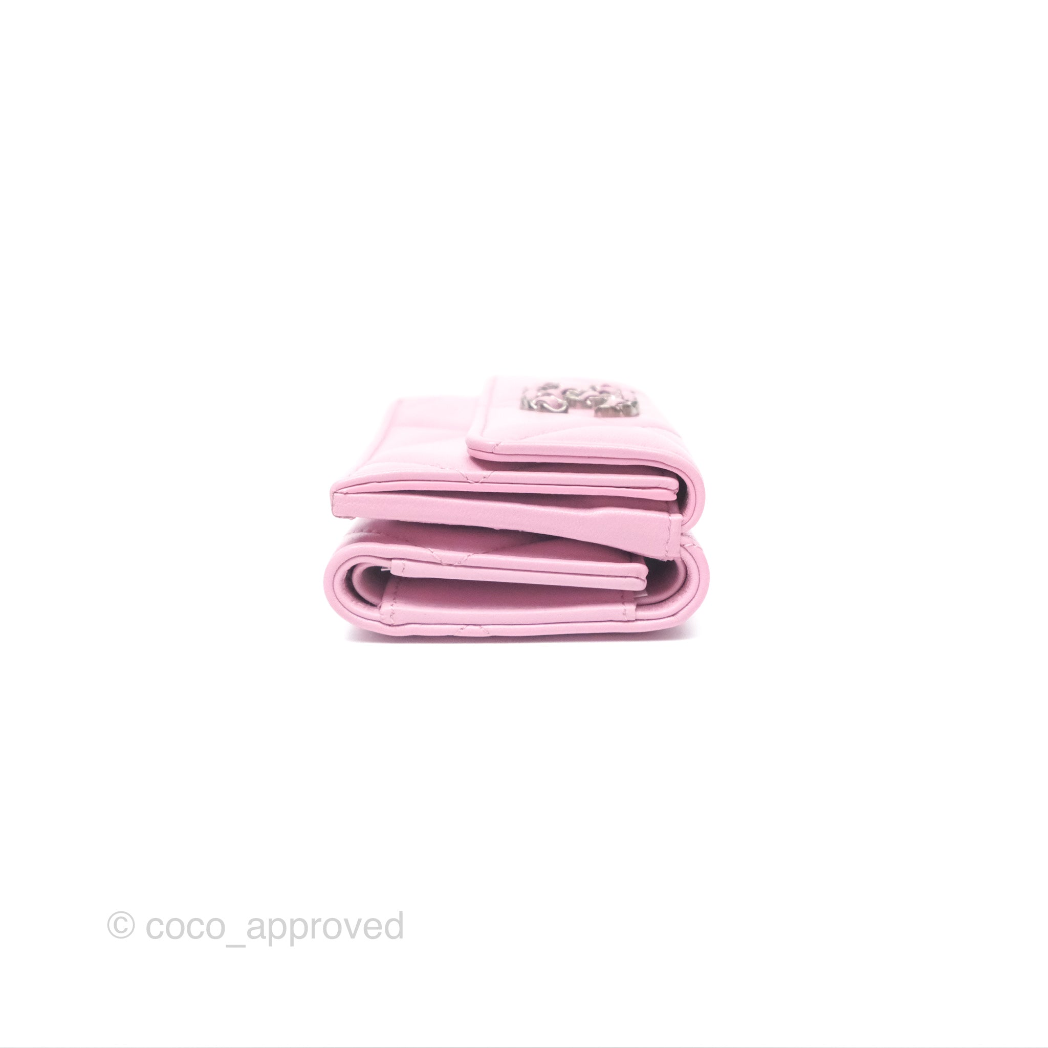 Chanel 19 Short Trifold Wallet in Pink Lambskin with Silver Hardware - Luxury Compact Wallet for Women, Perfect for Everyday Use & Special Occasions