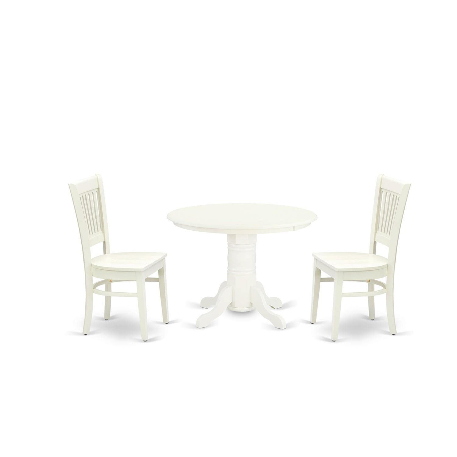 Modern 3-Piece Dining Table Set with Round Pedestal Table & 2 Chairs - 42x42 Inch, Linen White - Perfect for Small Kitchens, Breakfast Nooks & Cozy Dining Spaces