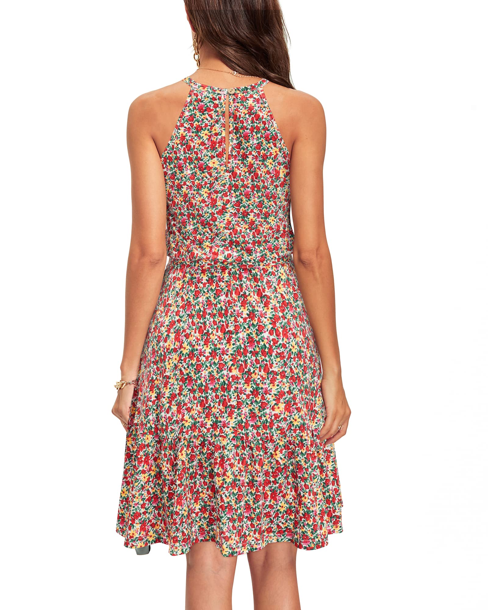 Newshows Women's 2025 Summer Halter Sundress with Pockets - Casual Beach Dress, Wedding Guest Dress & Vacation Dress - Perfect for Pool Parties, Tropical Getaways and Summer Weddings