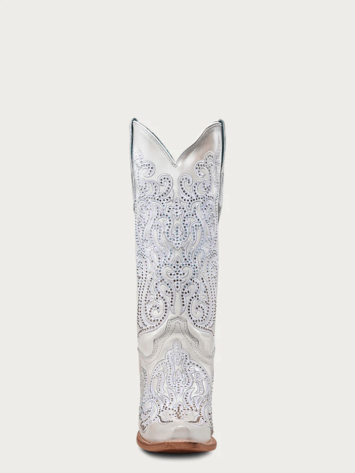 Corral C4103 Women's Western Boots with Embroidery & Crystal Overlay - White Cowgirl Boots for Rodeo, Country Dance & Casual Wear