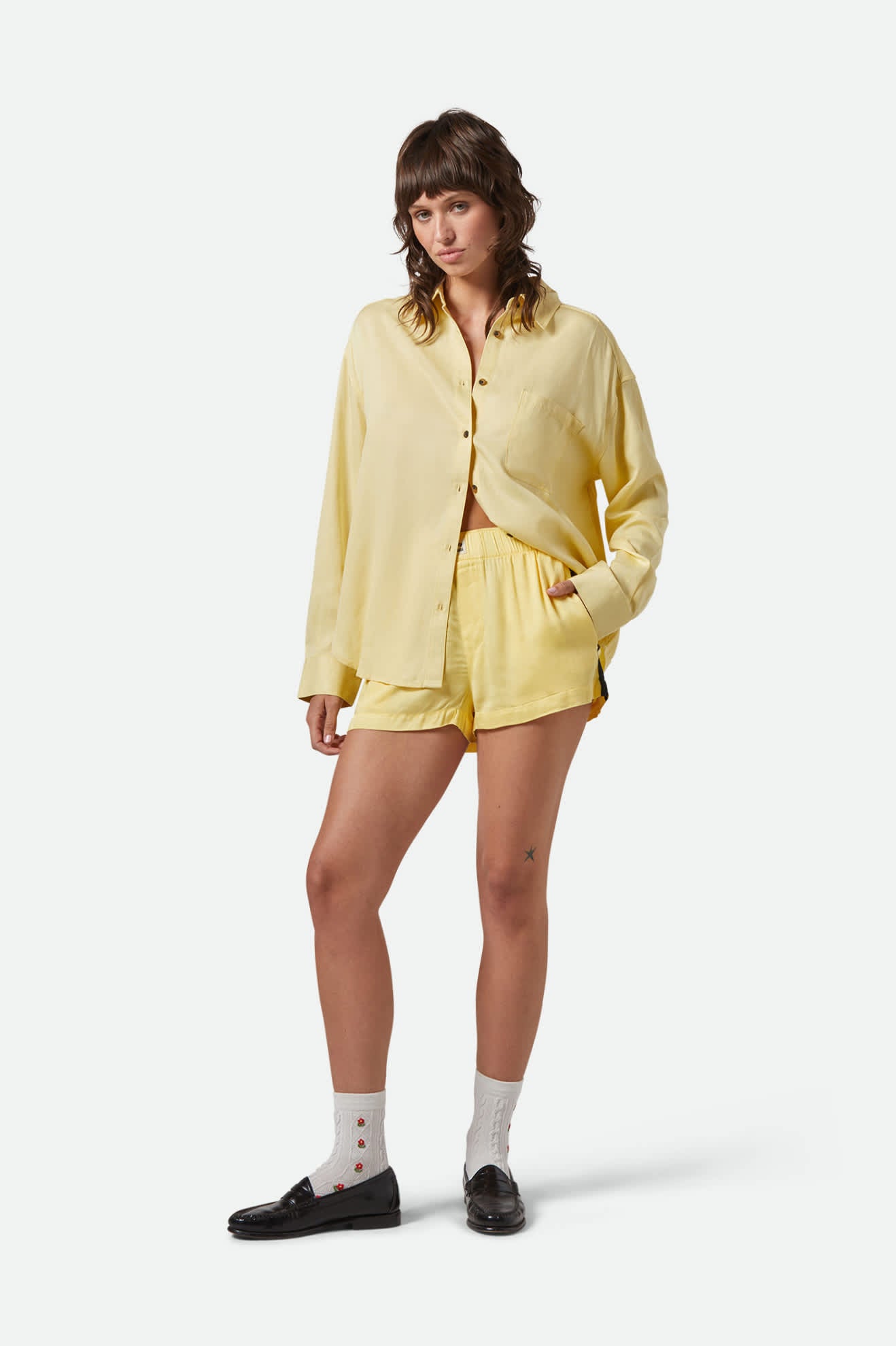 East Side Boxy Long Sleeve Button Down Shirt in Panna Cotta | Casual Office Wear & Layering Essential