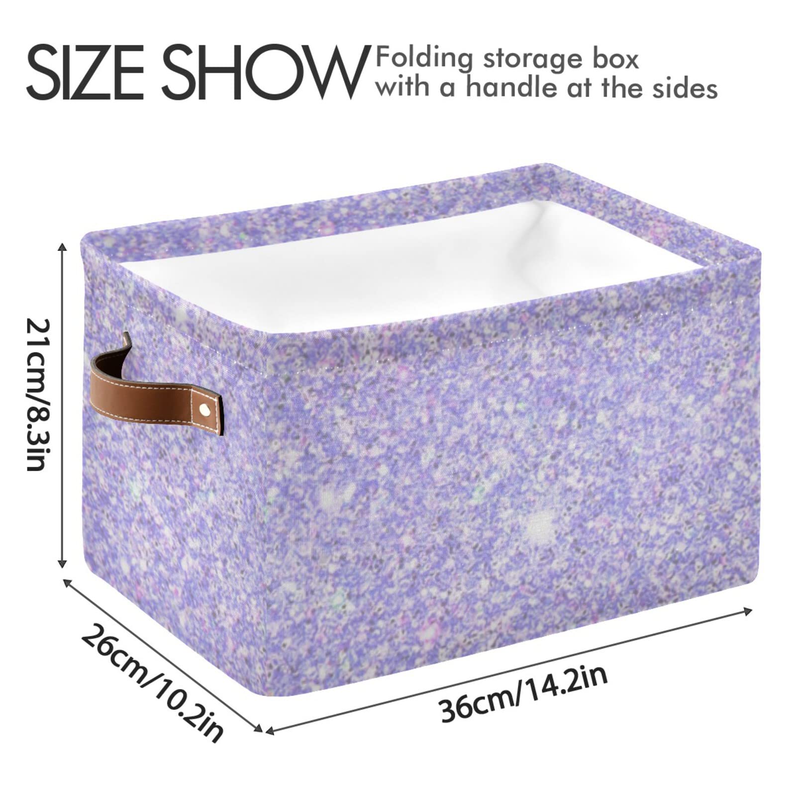 Shiny Glitter Lavender Foldable Storage Bins (2-Pack) - Collapsible Fabric Storage Baskets with Handles for Toys, Nursery, Closet & Office Organization | Space-Saving Home Decor Solution