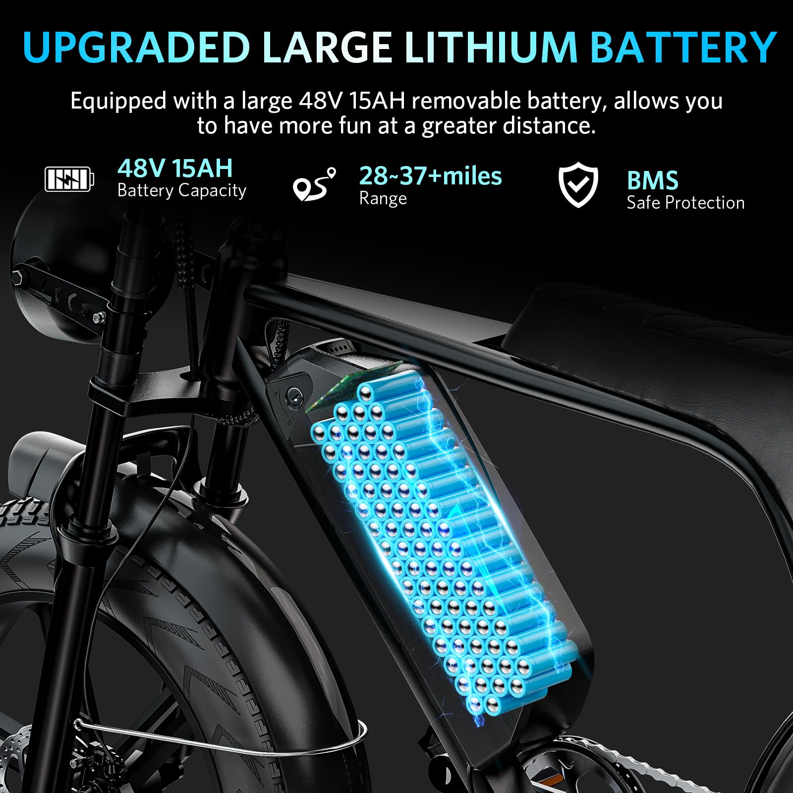 OUXI V8 750W Electric Mountain Bike for Adults - 48V 15Ah Removable Battery, 31MPH Top Speed, 20