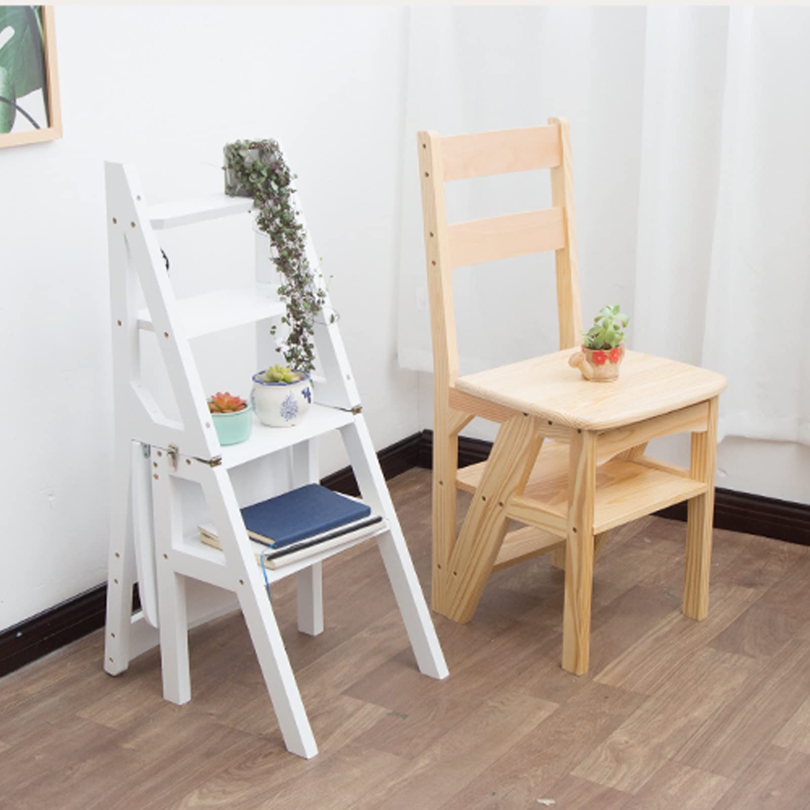 AYVADA 4-Step Folding Step Stool Ladder, Multifunctional Portable Step Stool for Home, Kitchen, Garage, Library - White | Perfect for Reaching High Shelves, Organizing, and Household Tasks