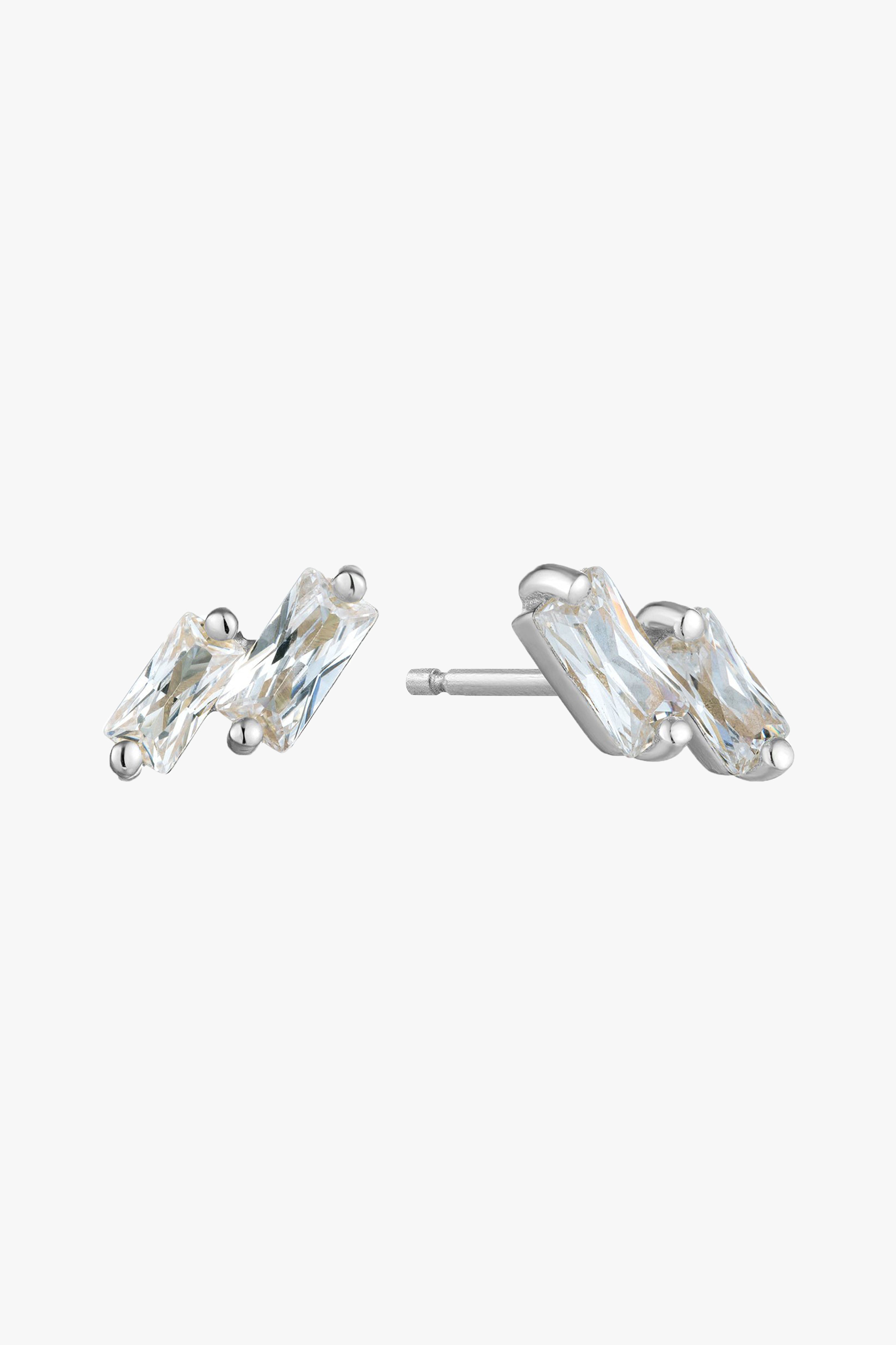 Glow Getter 7mm Silver EOL Stud Earrings for Women - Hypoallergenic Cubic Zirconia Earrings - Perfect for Parties, Weddings & Everyday Wear