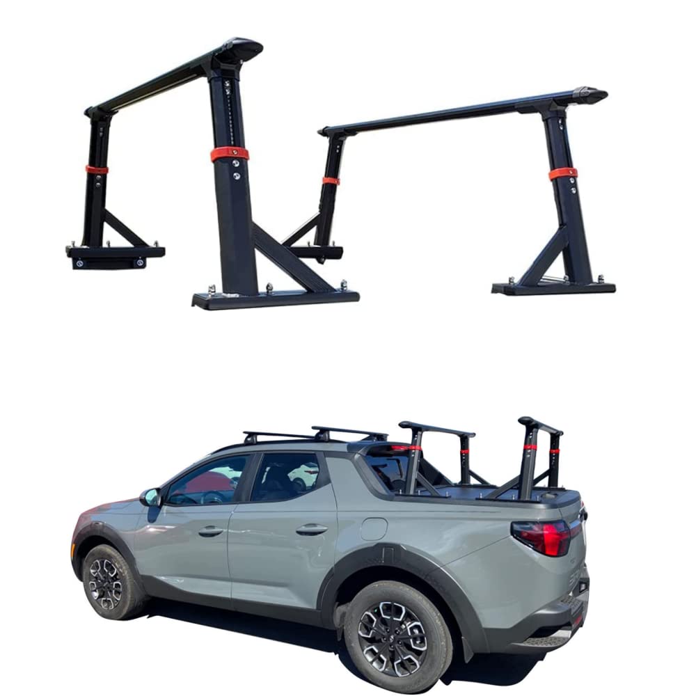 Aluminum Extendable Truck Bed Ladder Rack for Hyundai Santa Cruz Pickup - Heavy Duty Cargo Carrier for Camping, Hunting & Outdoor Adventures