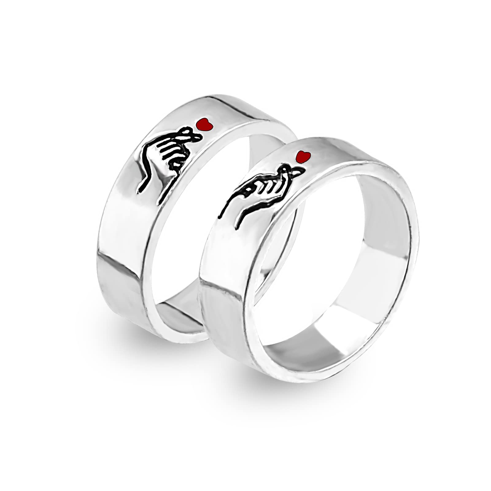 2 PCS Matching Promise Rings for Couples - Sterling Silver Love Rings for Boyfriend & Girlfriend - Romantic Valentine's Day Jewelry Gifts - Perfect for Anniversaries, Engagements & Special Occasions