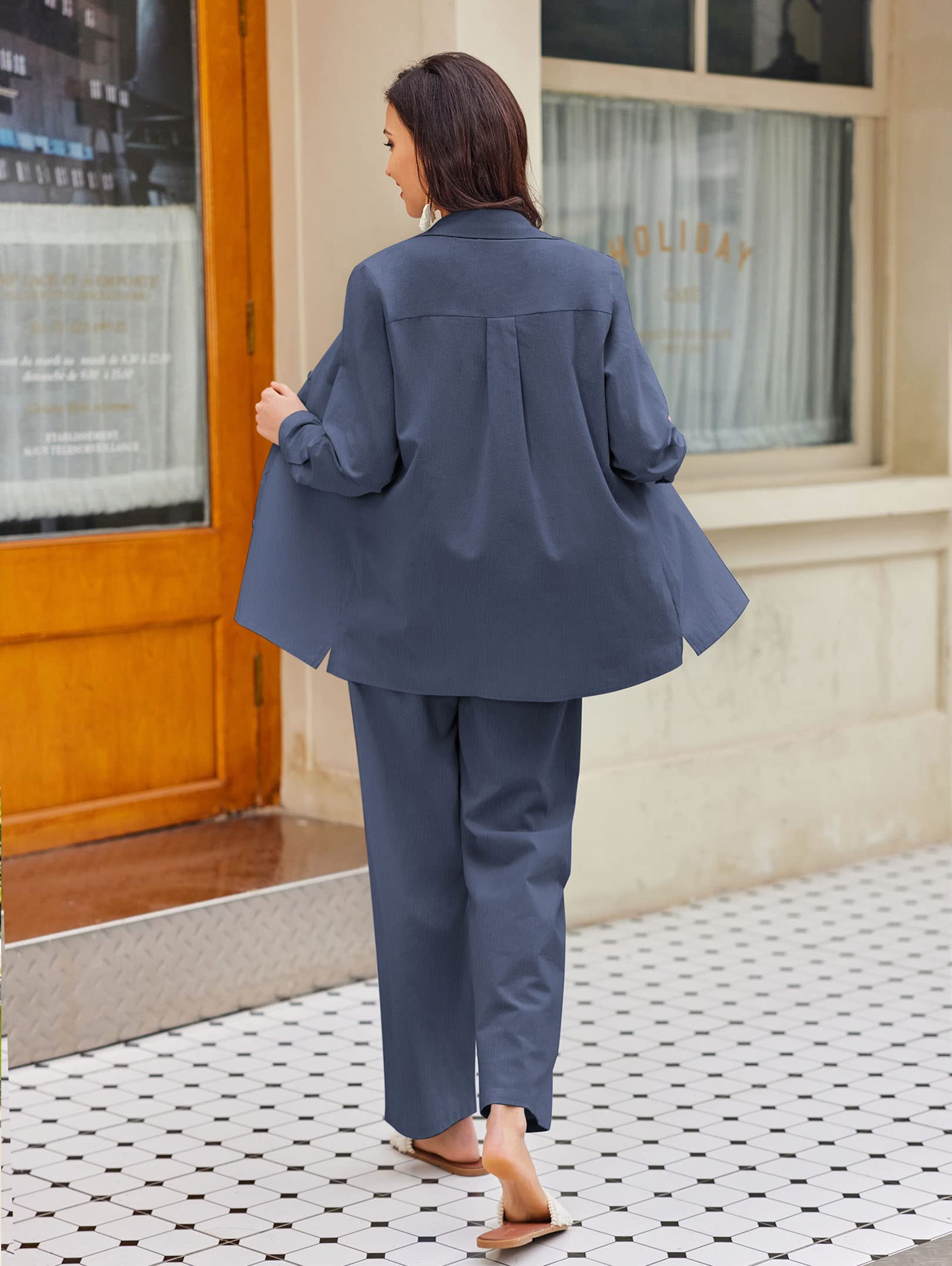 Zeagoo Women's Linen Suit Two Piece Set - Summer Beach Outfit with Linen Shirt and Pants | Casual Wear, Vacation, Travel & Outdoor Activities
