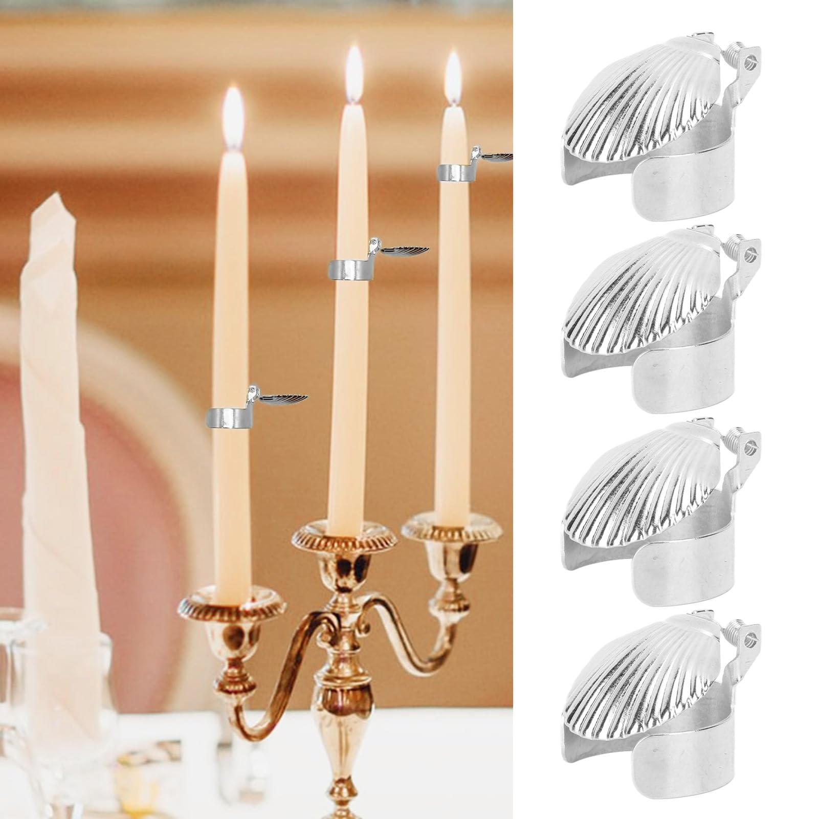 Honio 4Pcs Automatic Candle Snuffer Extinguisher - Compact Silver Candle Stopper for Restaurants & Home Use | Wick Flame Snuffer for Safe Candle Extinguishing | Perfect for Dining, Spa, Wedding & Relaxation