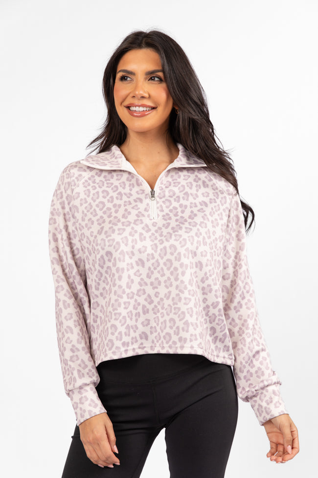 Stylish Leopard Print Quarter Zip Pullover for Women - Cozy & Trendy Fall Fashion Top for Casual Outings & Layering