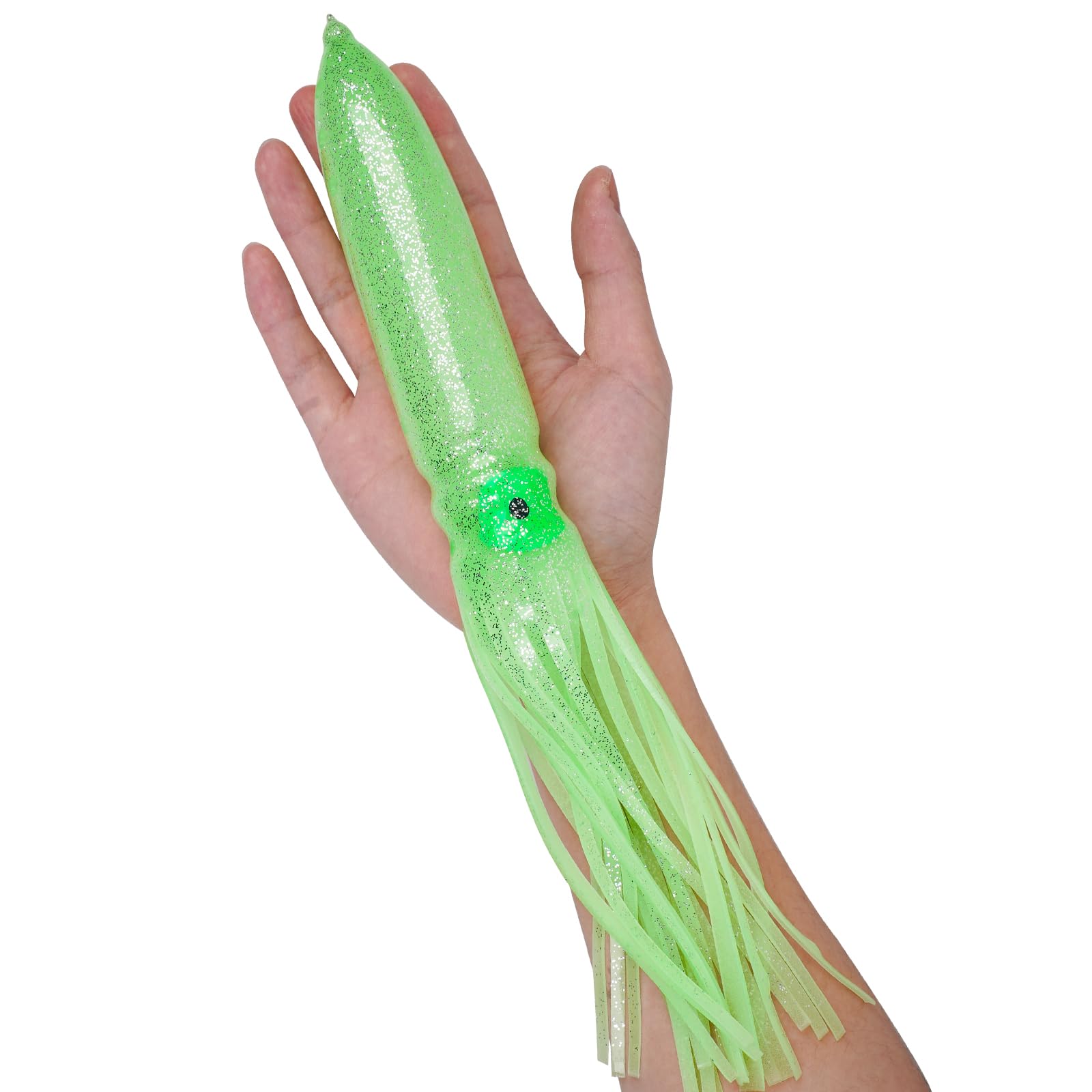 Glow-in-the-Dark Octopus Squid Skirts Fishing Lures - 3/8PCS Saltwater & Freshwater Trolling Lures - Soft Squid Bait for Night Fishing - 11.8