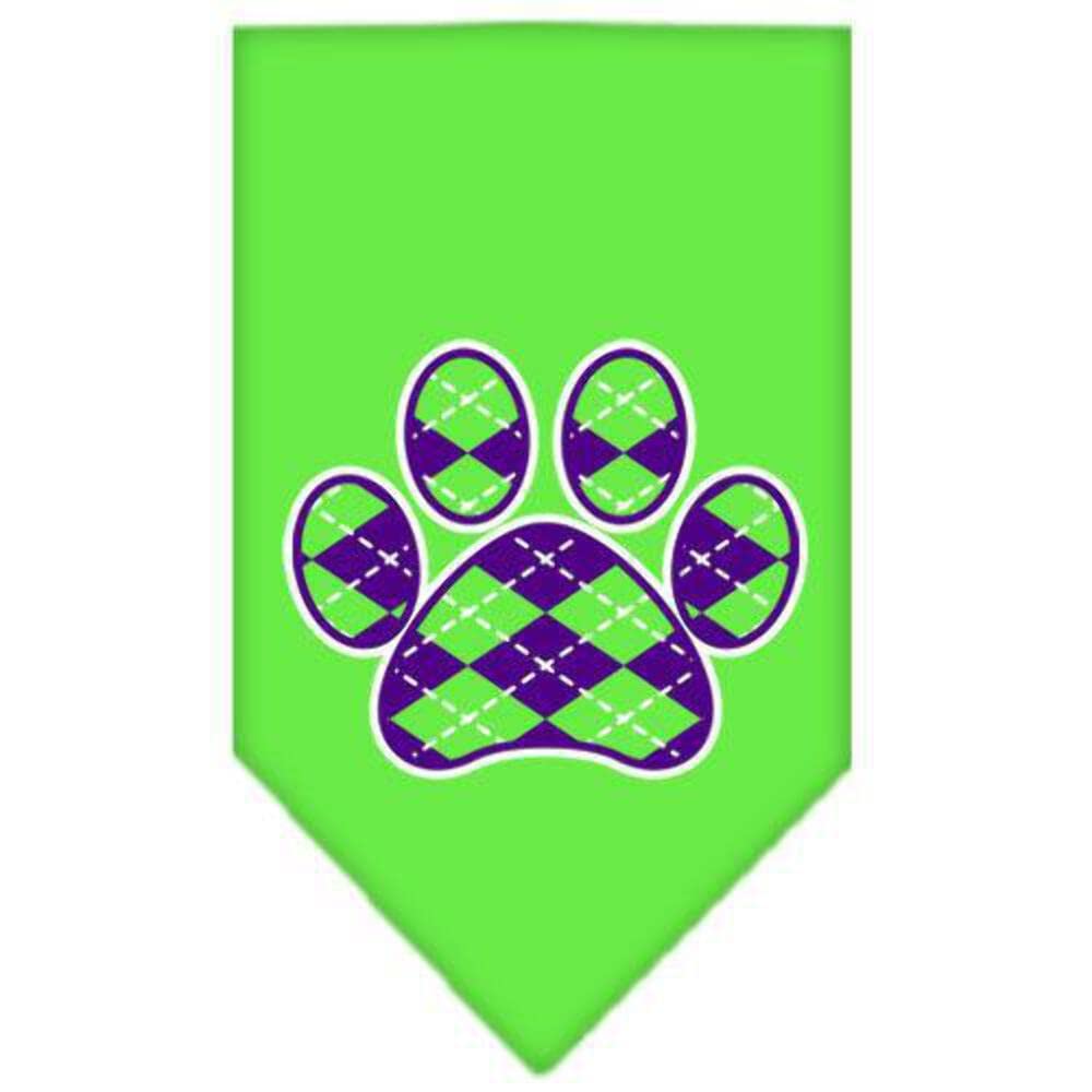 Purple Argyle Paw Print Dog Bandana - Emerald Green Small Pet Bandana for Dogs & Cats - Perfect for Pet Parties, Holidays & Photo Shoots