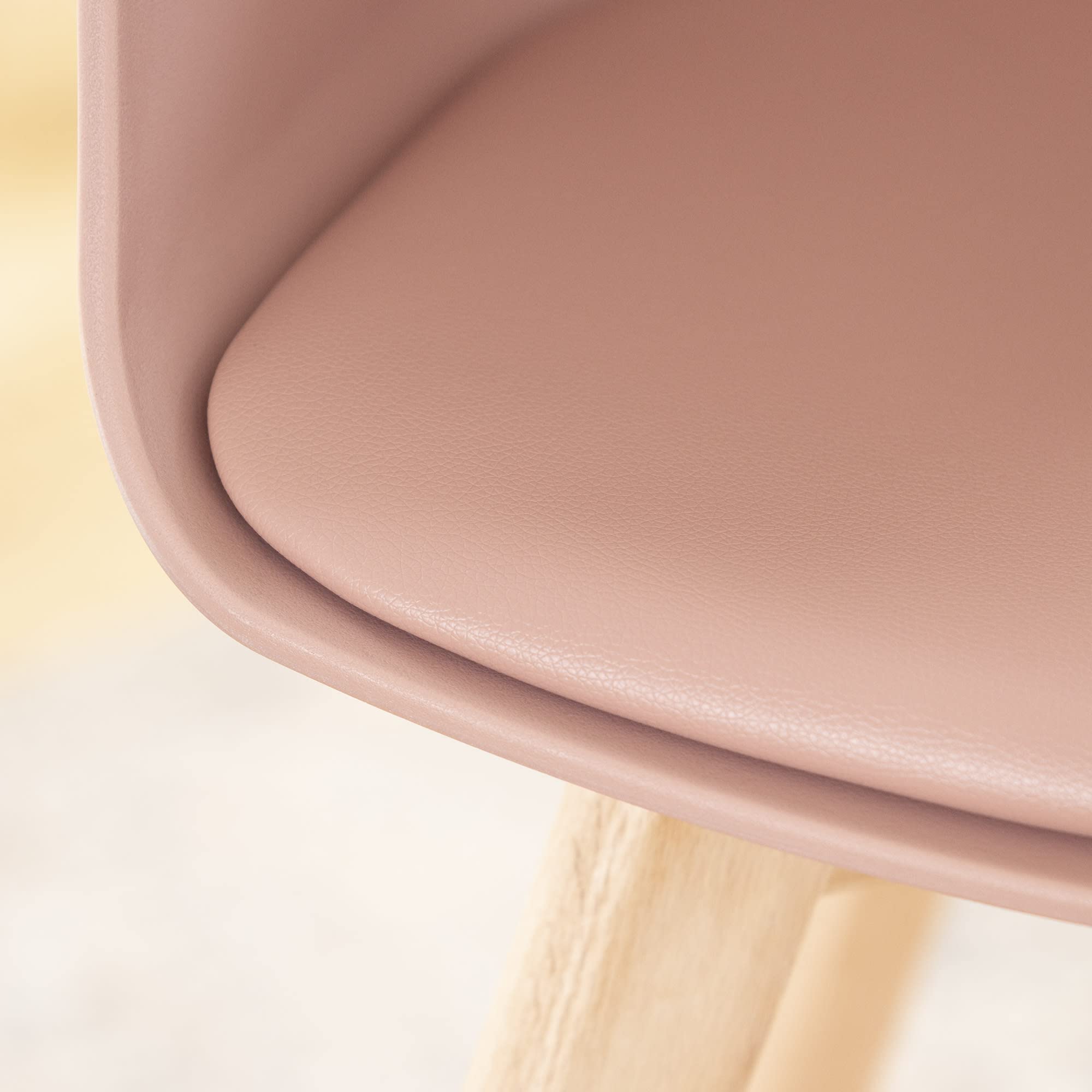 South Shore Flam Dining Chairs Set of 2, Pink Upholstered with Wooden Legs - Perfect for Kitchen, Dining Room & Breakfast Nook