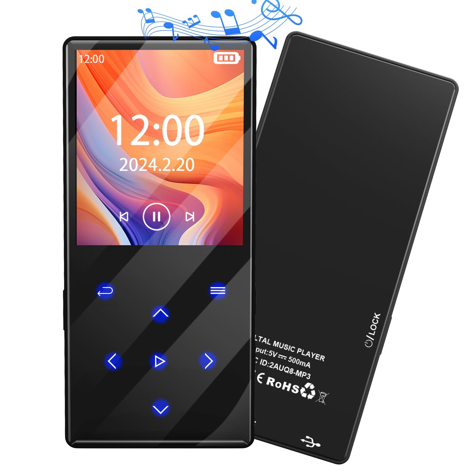 Gueray 128GB Bluetooth MP3 Player with HiFi Sound, Built-in Speaker, FM Radio, Voice Recorder & TF Card Support - Portable Digital Music Player for Running, Gym, Travel & Outdoor Activities