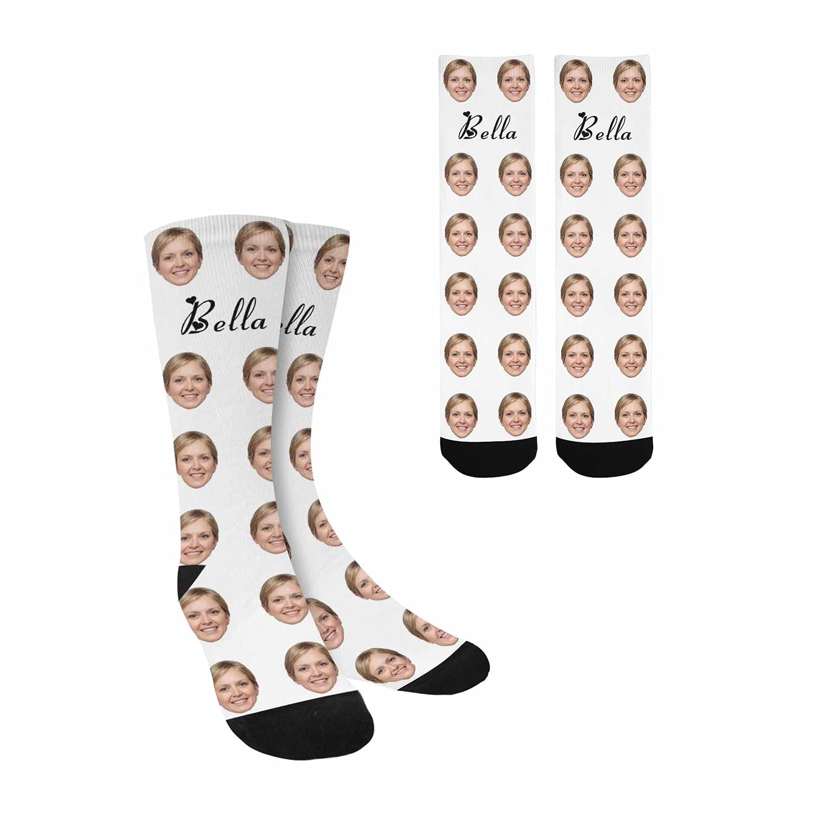 Custom Photo Socks with Personalized Name & Text - Unique Face Socks for Men & Women - Fun Gift Idea (Red) - Perfect for Birthdays, Anniversaries & Christmas Presents