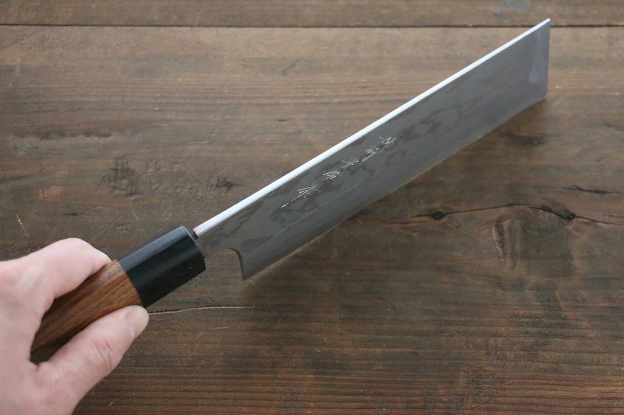 Premium Hideo Kitaoka Blue Steel No.2 Damascus Kakugata Usuba 165mm Japanese Chef Knife with Shitan Handle - Perfect for Sushi, Vegetables & Precision Cutting