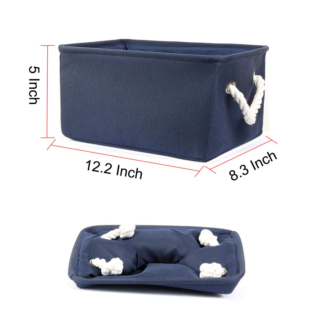 uxcell Collapsible Fabric Storage Basket - 50L Dark Blue Linen & EVA Organizer with Dual Handles | Space-Saving Solution for Bedroom, Office, Closet, Nursery & Laundry Room Organization