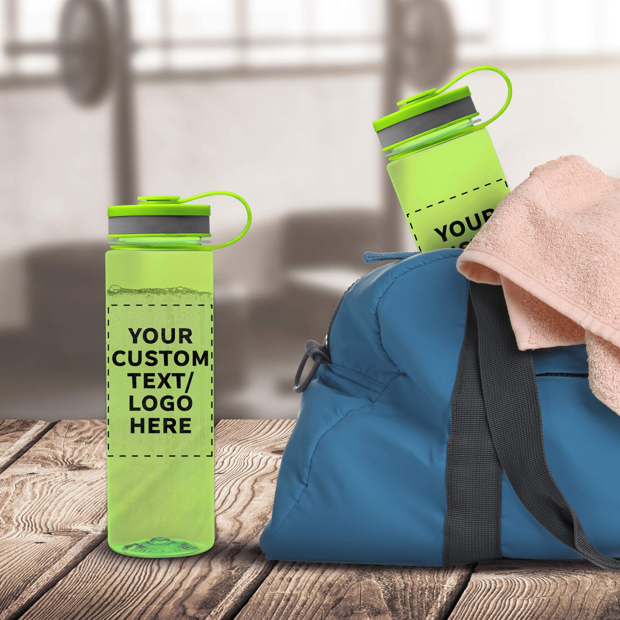 Custom 26 oz Wide Mouth Water Bottles - Bulk Pack of 50, BPA Free, Personalized (Lime Green) - Ideal for Gym, Camping, Backpacking, School & Office Hydration