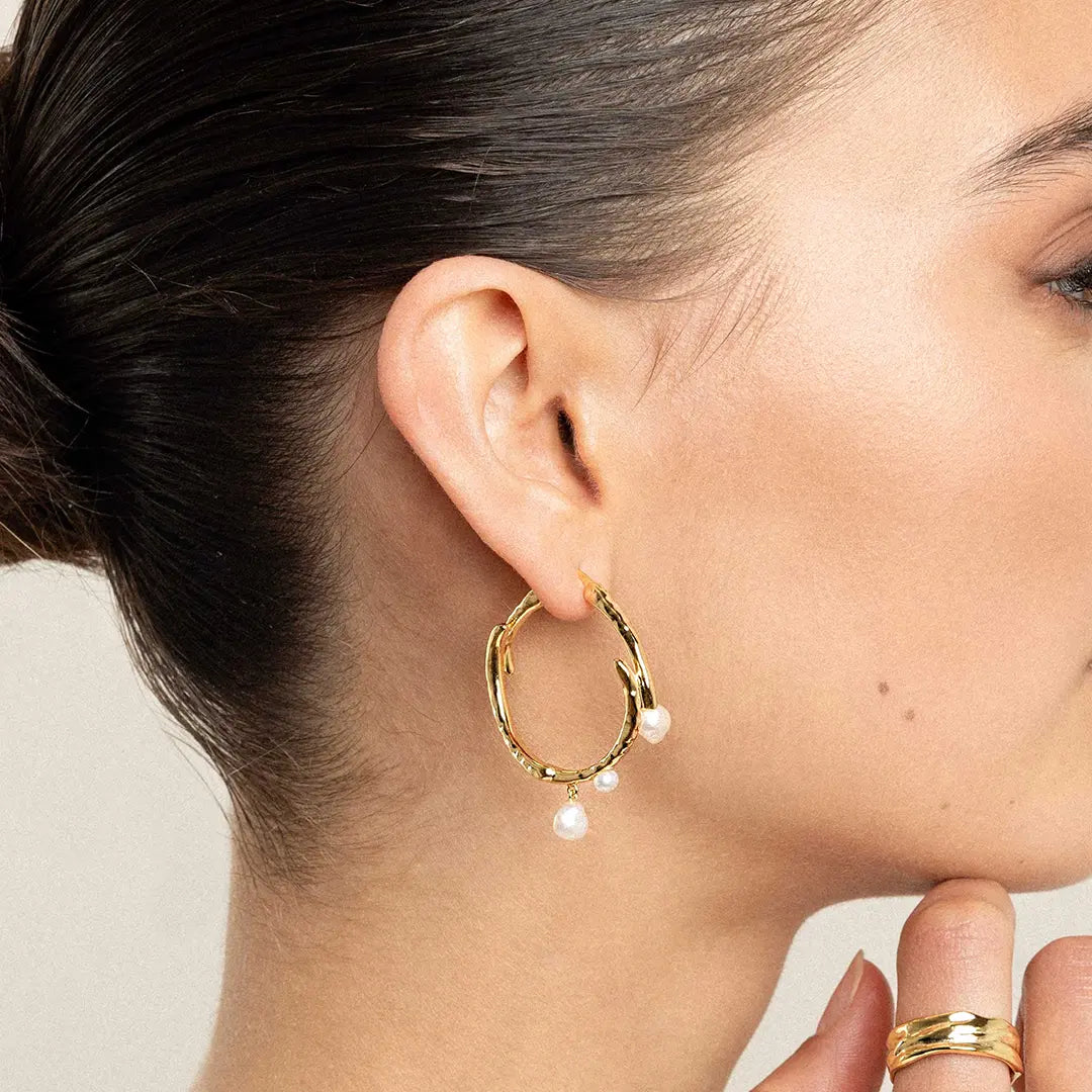 Elegant Pearl Hoop Earrings for Women - Classic & Timeless Jewelry Gift for Her - Perfect for Weddings, Parties & Everyday Wear