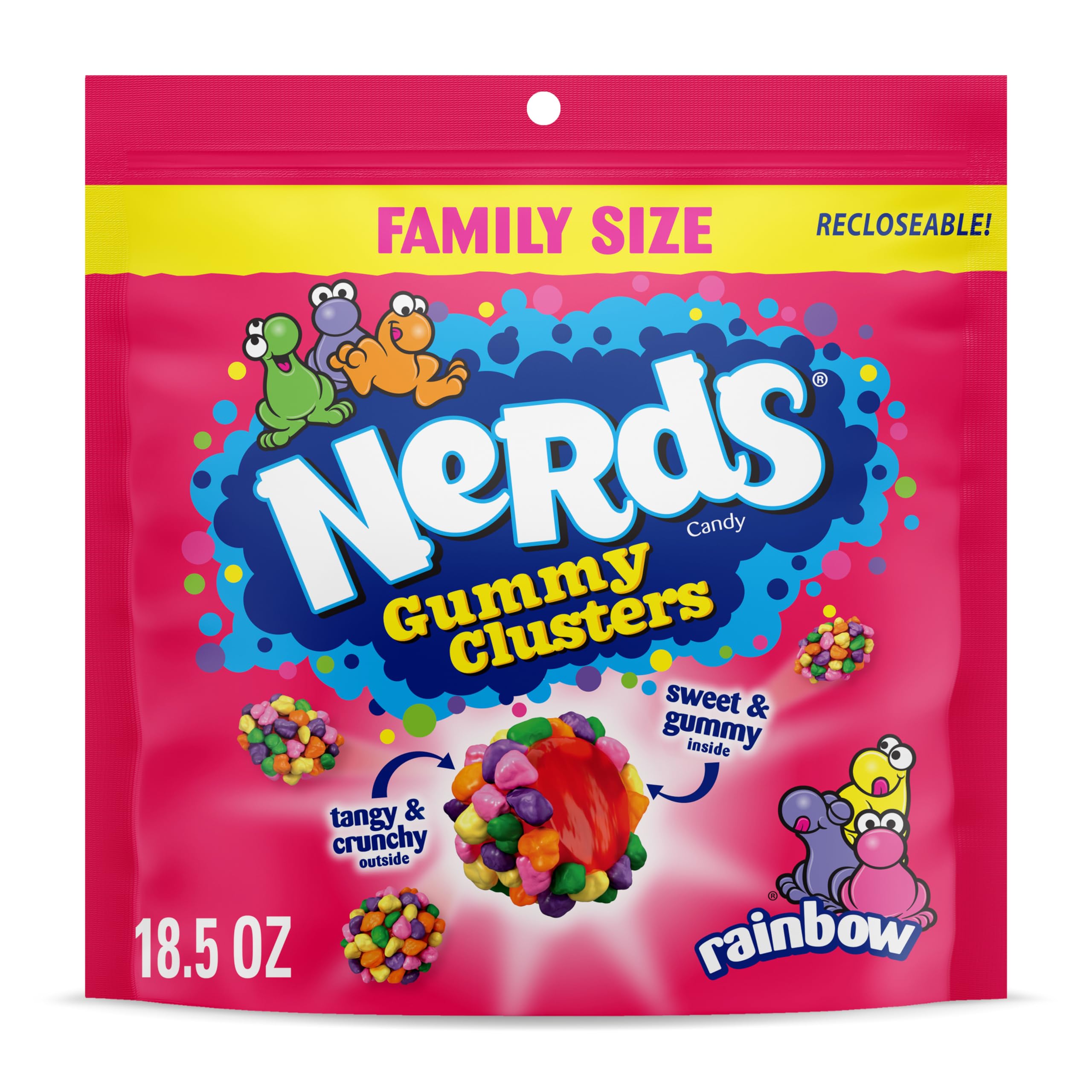 NERDS Gummy Clusters Candy - Rainbow Flavored Crunchy & Chewy Candy (18.5 oz) - Perfect for Halloween Treats, Party Favors & Movie Night Snacks