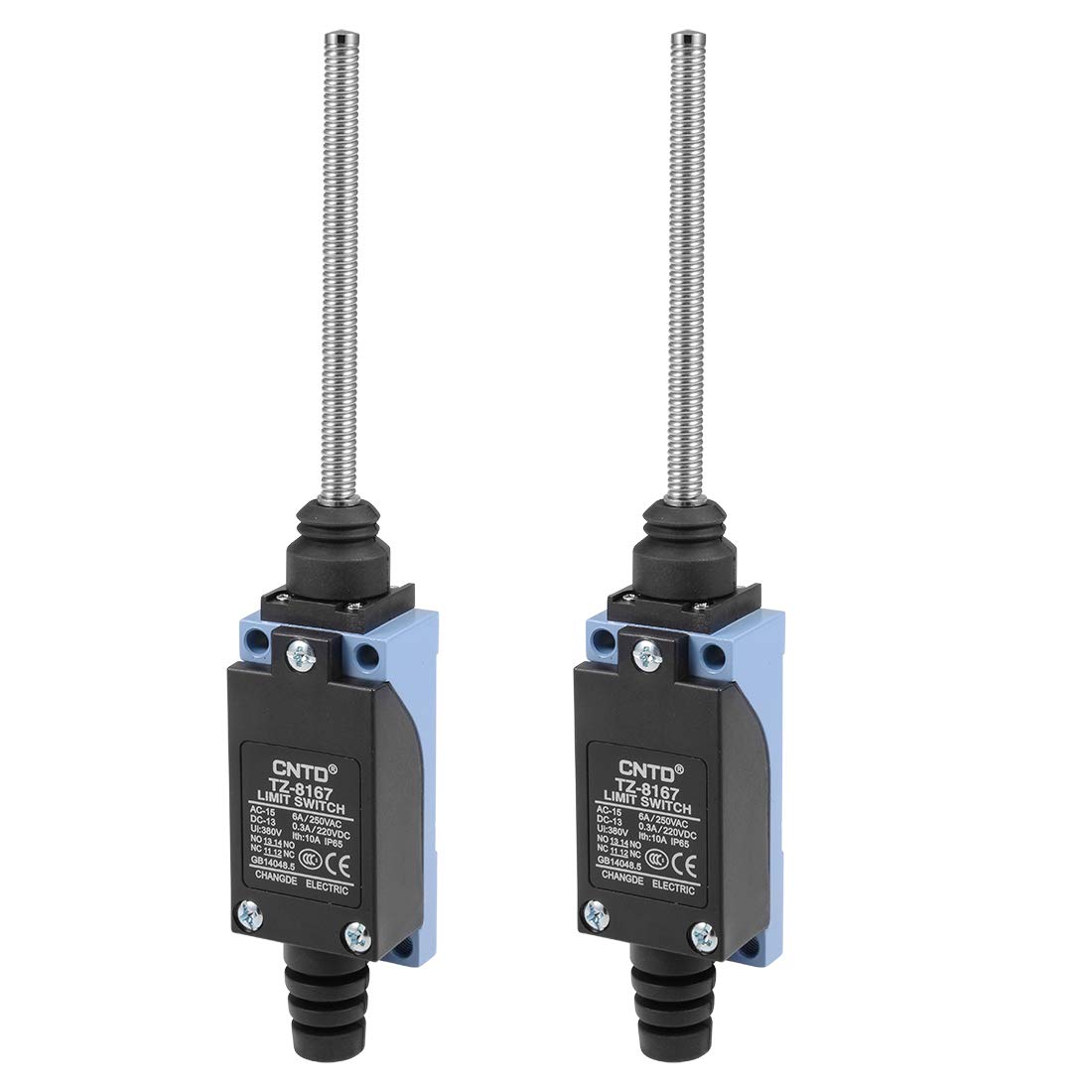 UXCELL 2PCS TZ-8167 Limit Switch with Flexible Coil Spring Rod 1NC+1NO for CNC Mill, 3D Printer, Door Switch - Perfect for Industrial Automation & Machine Safety Control