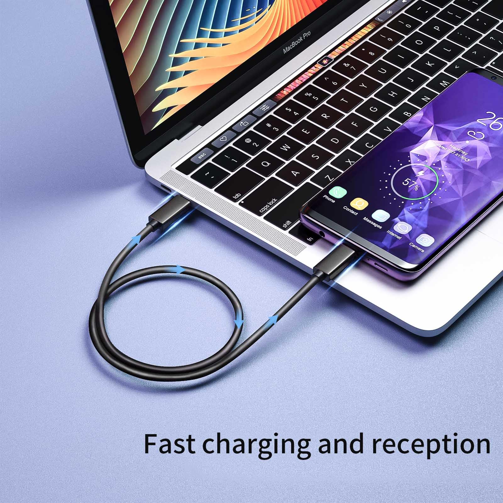 100W USB C to USB C Fast Charging Cable (3.28ft/1m) - Compatible with iPhone 15 Series, MacBook Pro, iPad Pro, Samsung Galaxy S24/S23/S22 Ultra - High-Speed Data Sync & PD Charging for Home, Office & Travel - Durable Nylon Braided Black Cable